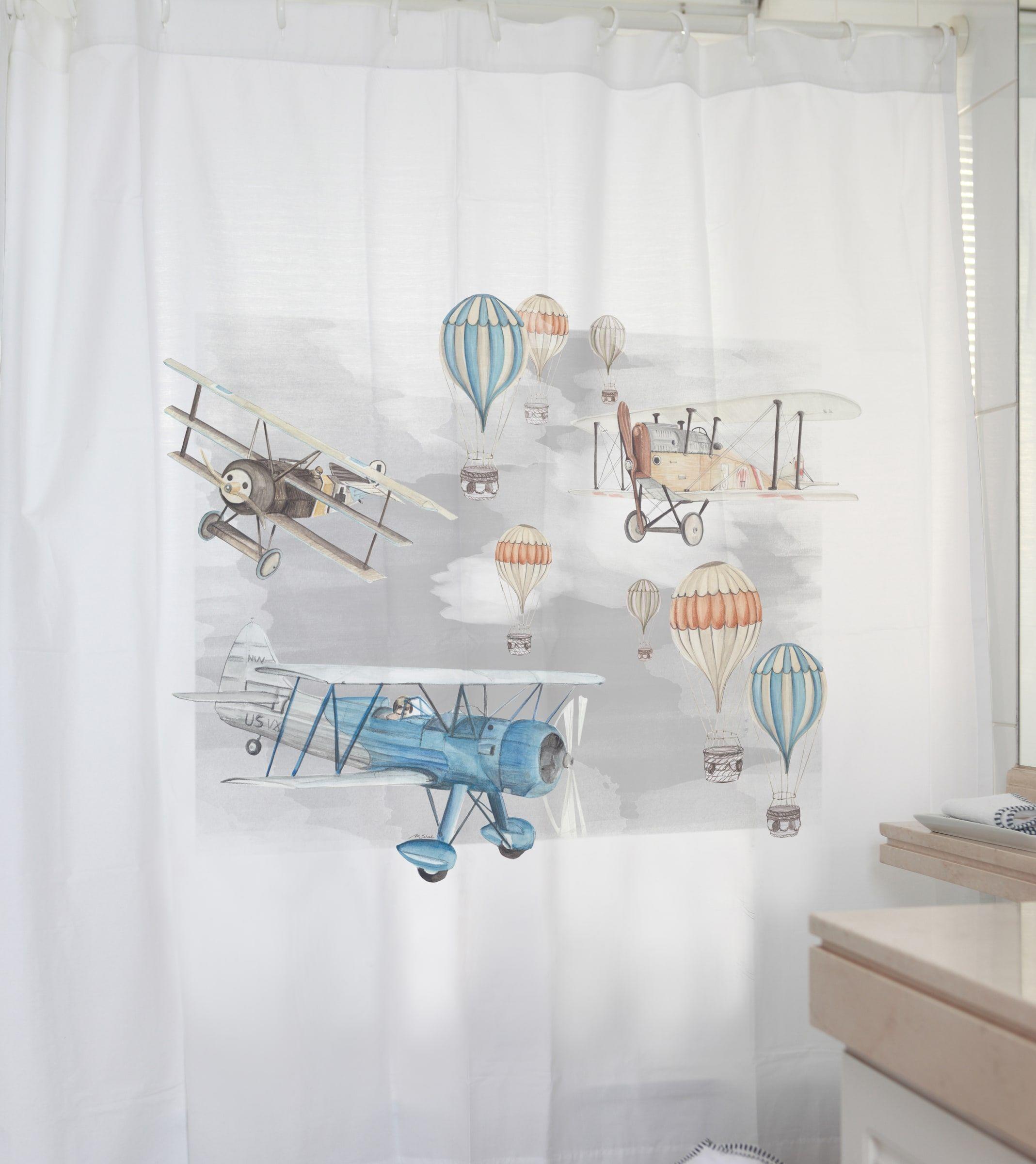 Cortina De Baño Aviones Y Globos 180x180-0