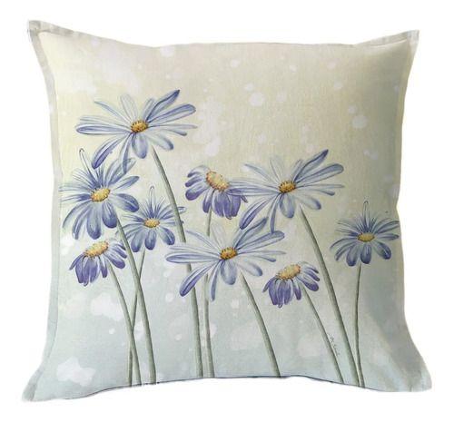 Funda Cojín Estampado Lavanda Y Flor Azul 45x45-1