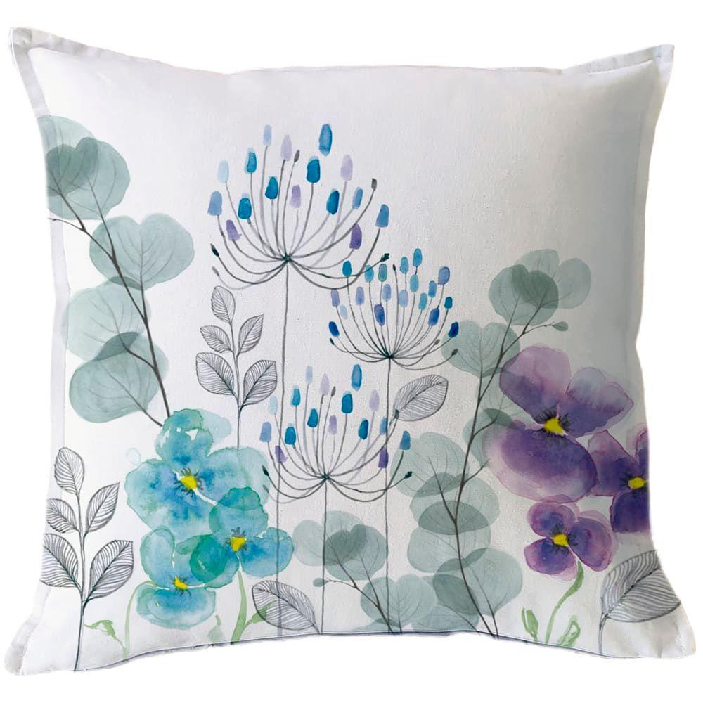 Funda Cojín Estampado Jardín De Flores Pensamientos 50x30-1