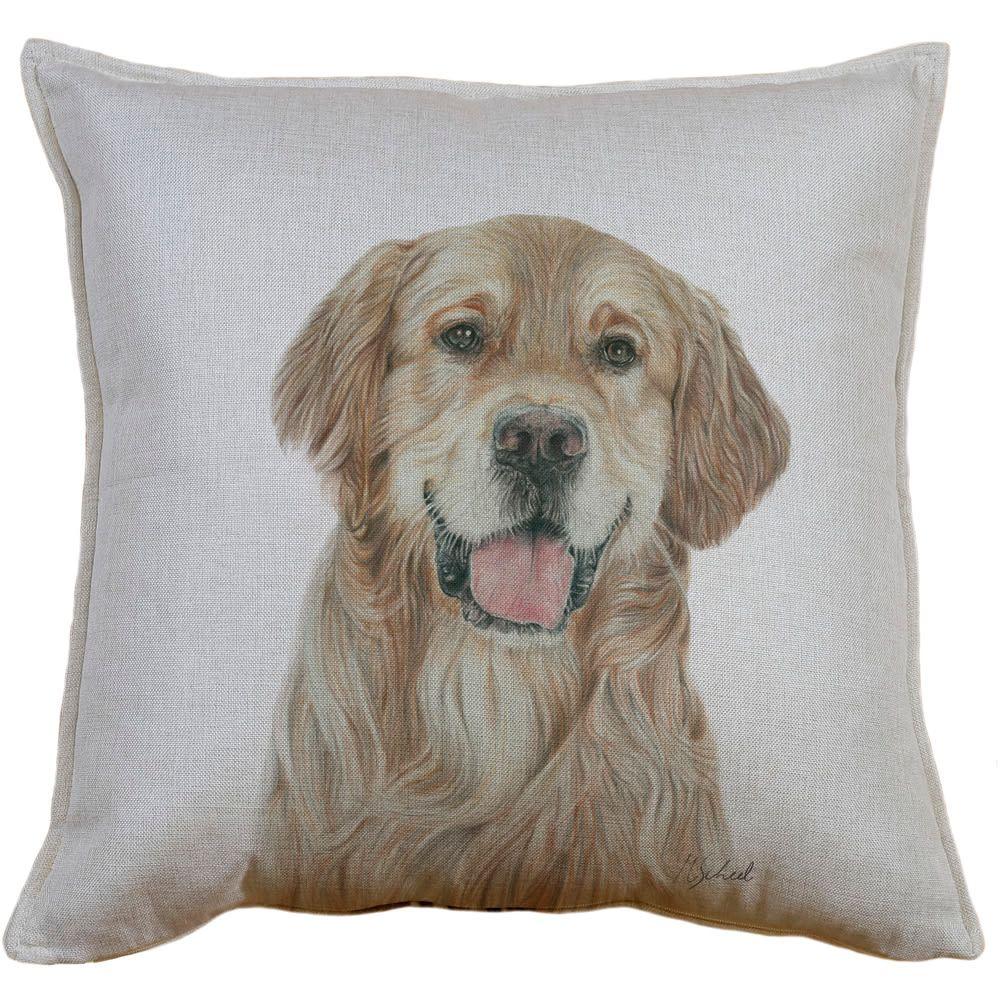 Funda Cojín Lino Golden Retriever 45x45-0