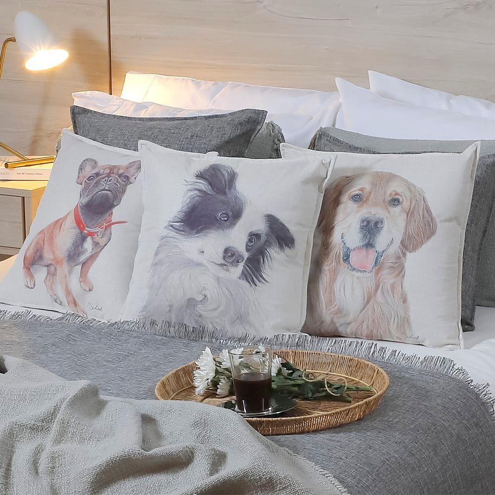 Funda Cojín Lino Golden Retriever 45x45-1