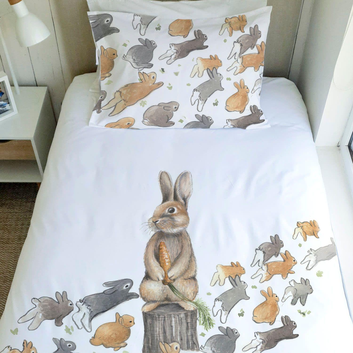Juego De Cama Funda De Plumón + Sabana Bajera + Fundas Almohada Pedro Rabbit 2 Plazas-2