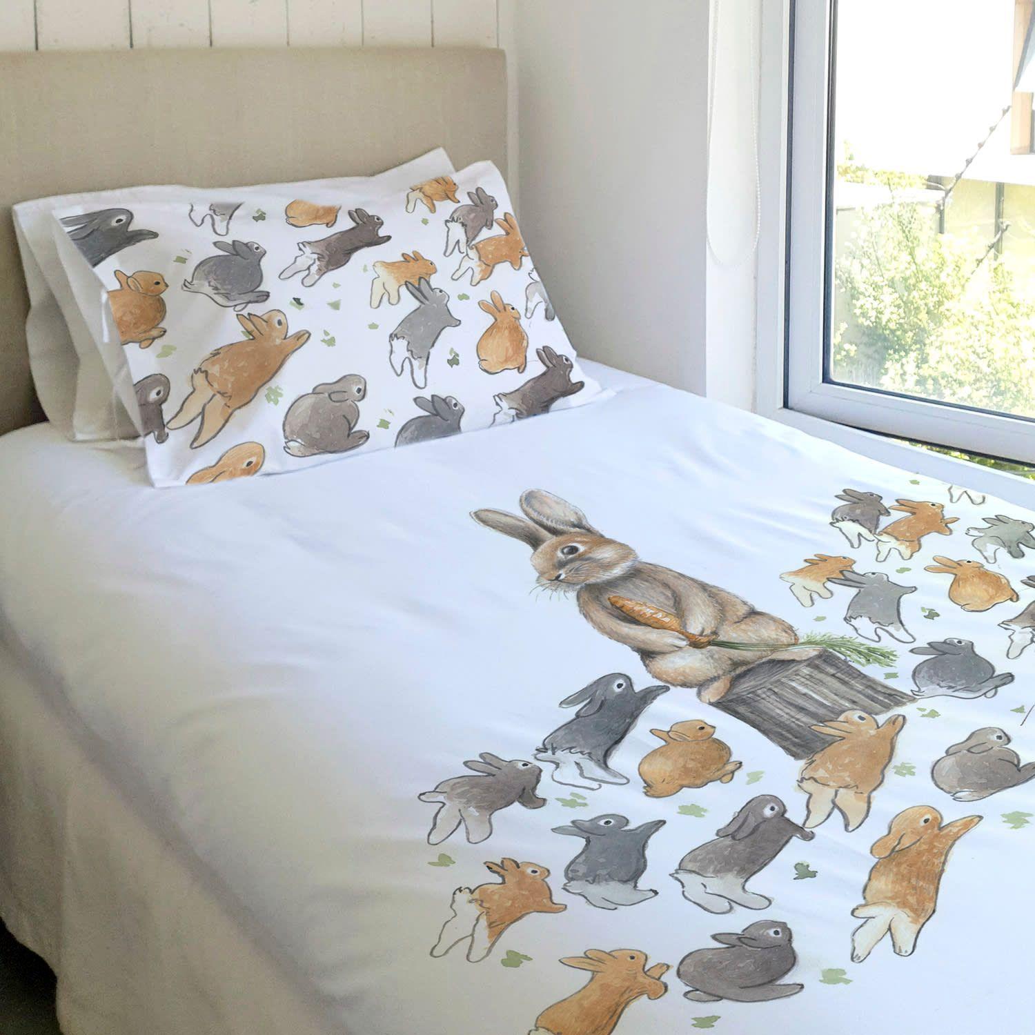 Juego De Cama Funda De Plumón + Sabana Bajera + Fundas Almohada Pedro Rabbit 2 Plazas-3