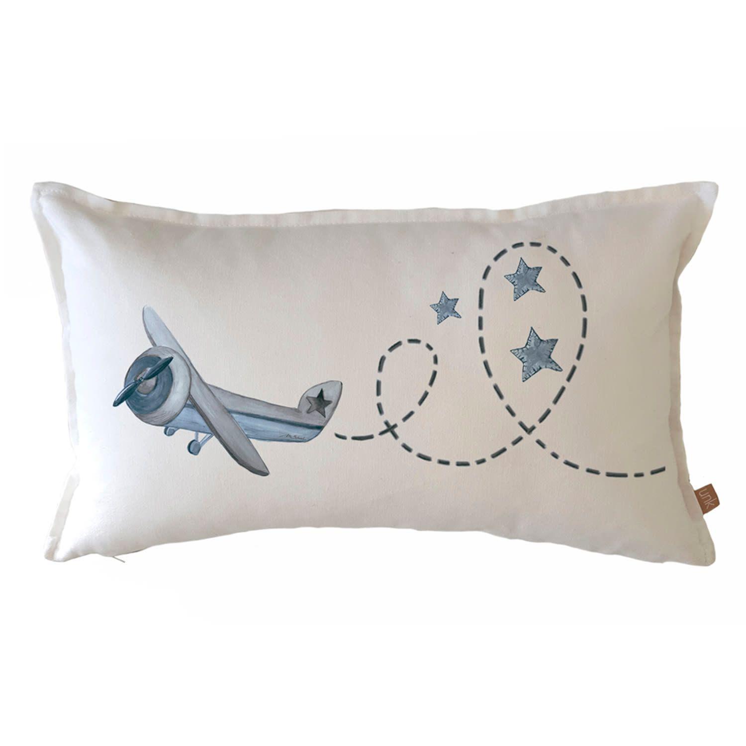 Funda Cojín Estampado Avión Azul 45x45-1