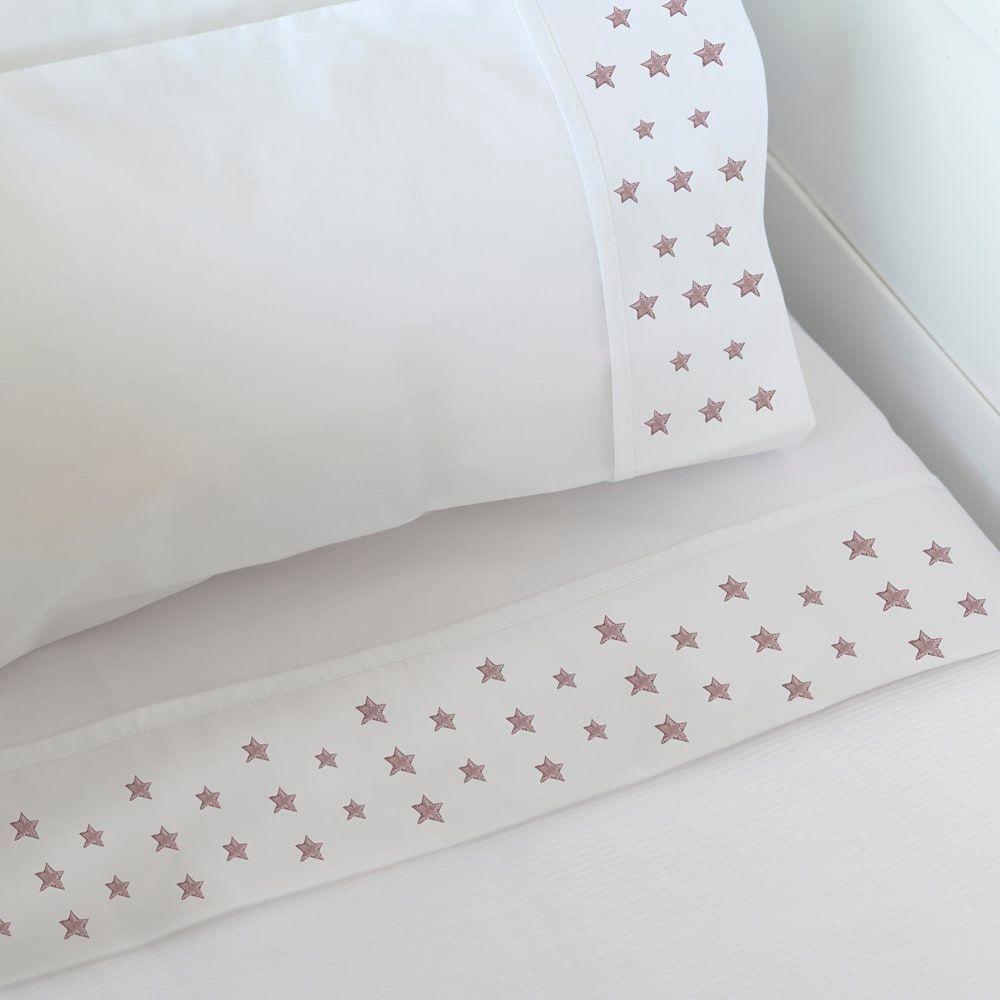 Juego Sábanas Estampado Estrellas Rosas Super King-3