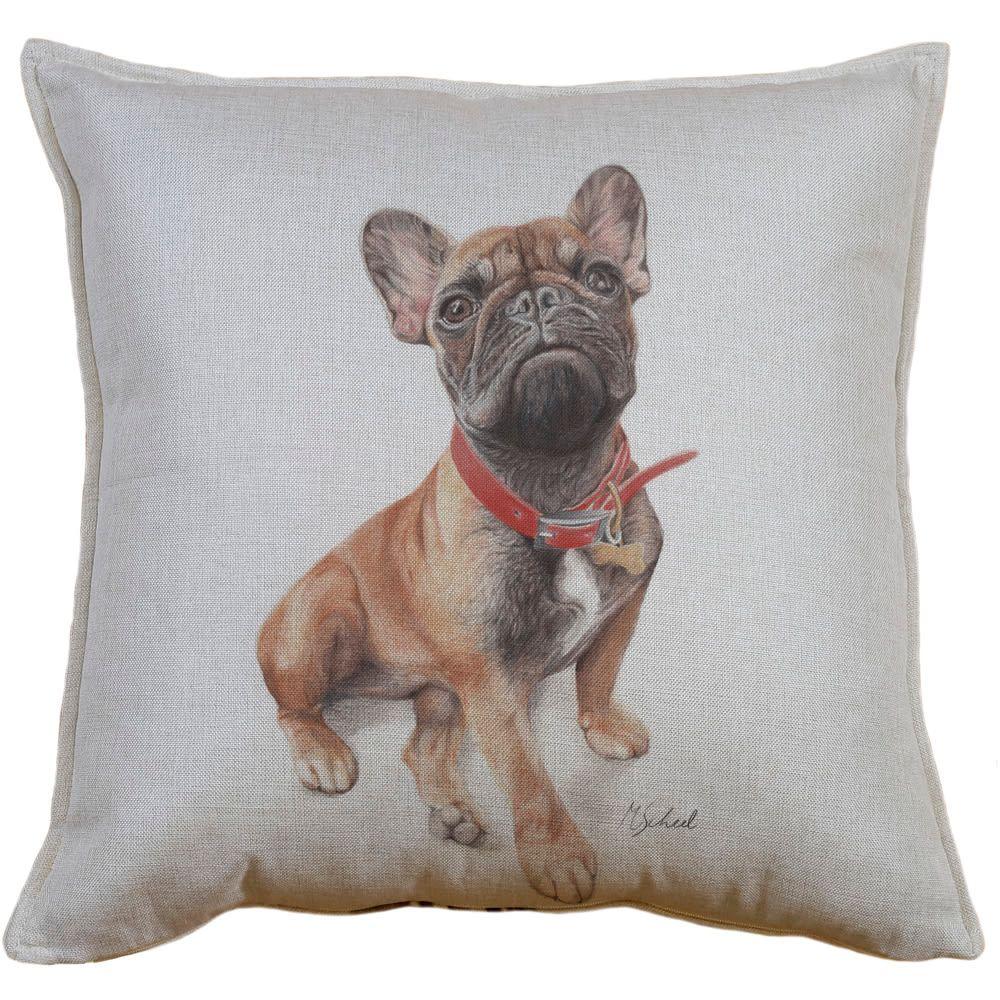 Funda Cojín Lino Frenchie Café 45x45-0