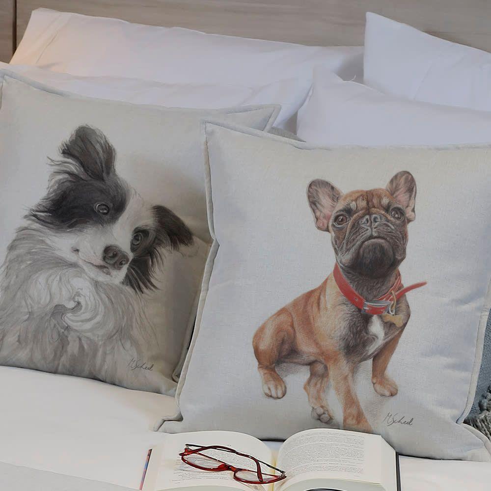 Funda Cojín Lino Frenchie Café 45x45-1