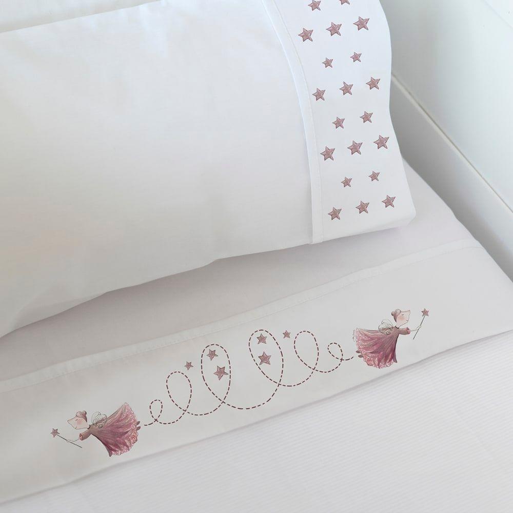 Juego Sábanas Estampado Hada Rosa Cuna-3
