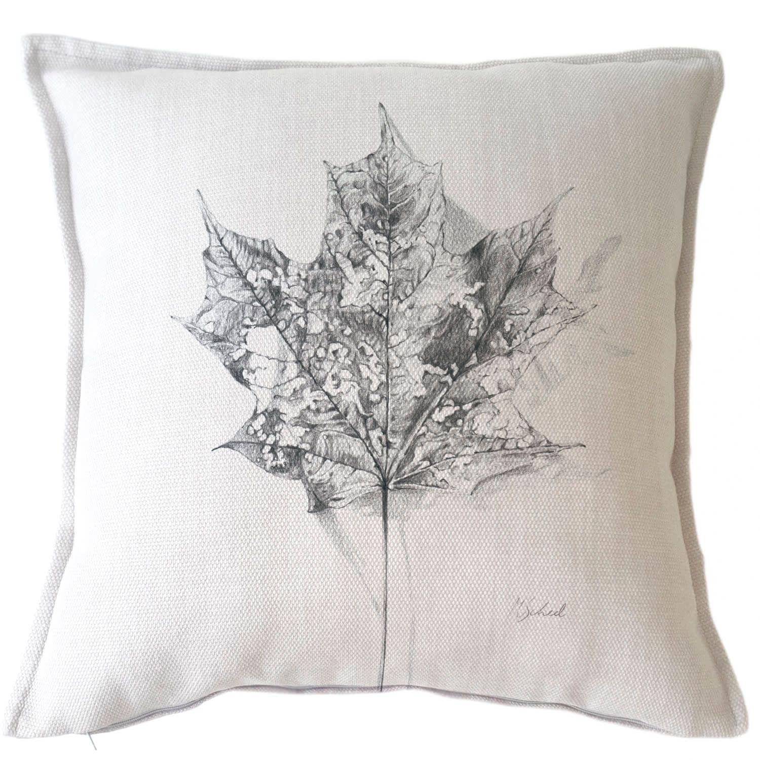 Funda Cojin Marisa Estudio Hoja De Otoño Grafito 45x45-0