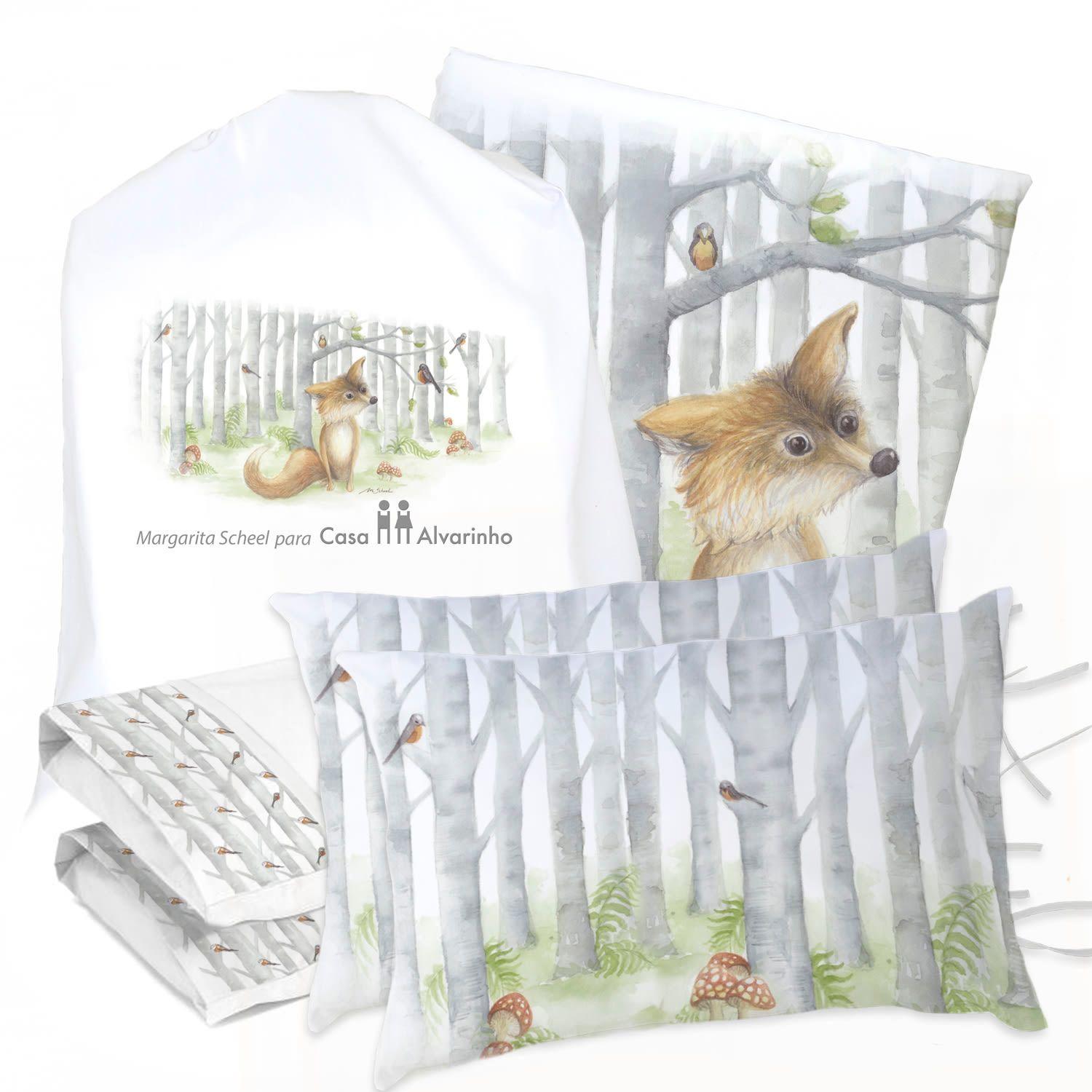 Juego De Cama Funda De Plumón + Sabana Bajera + Fundas Almohada Zorrito 2 Plazas-1