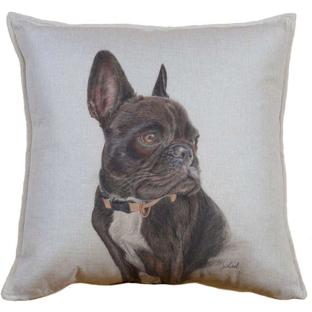 Funda Cojín Lino Frenchie Negro 45x45-0