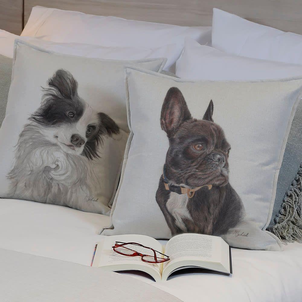 Funda Cojín Lino Frenchie Negro 45x45-1