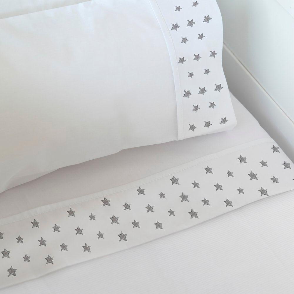 Juego Sábanas Estampado Estrellas Grises Cuna-3