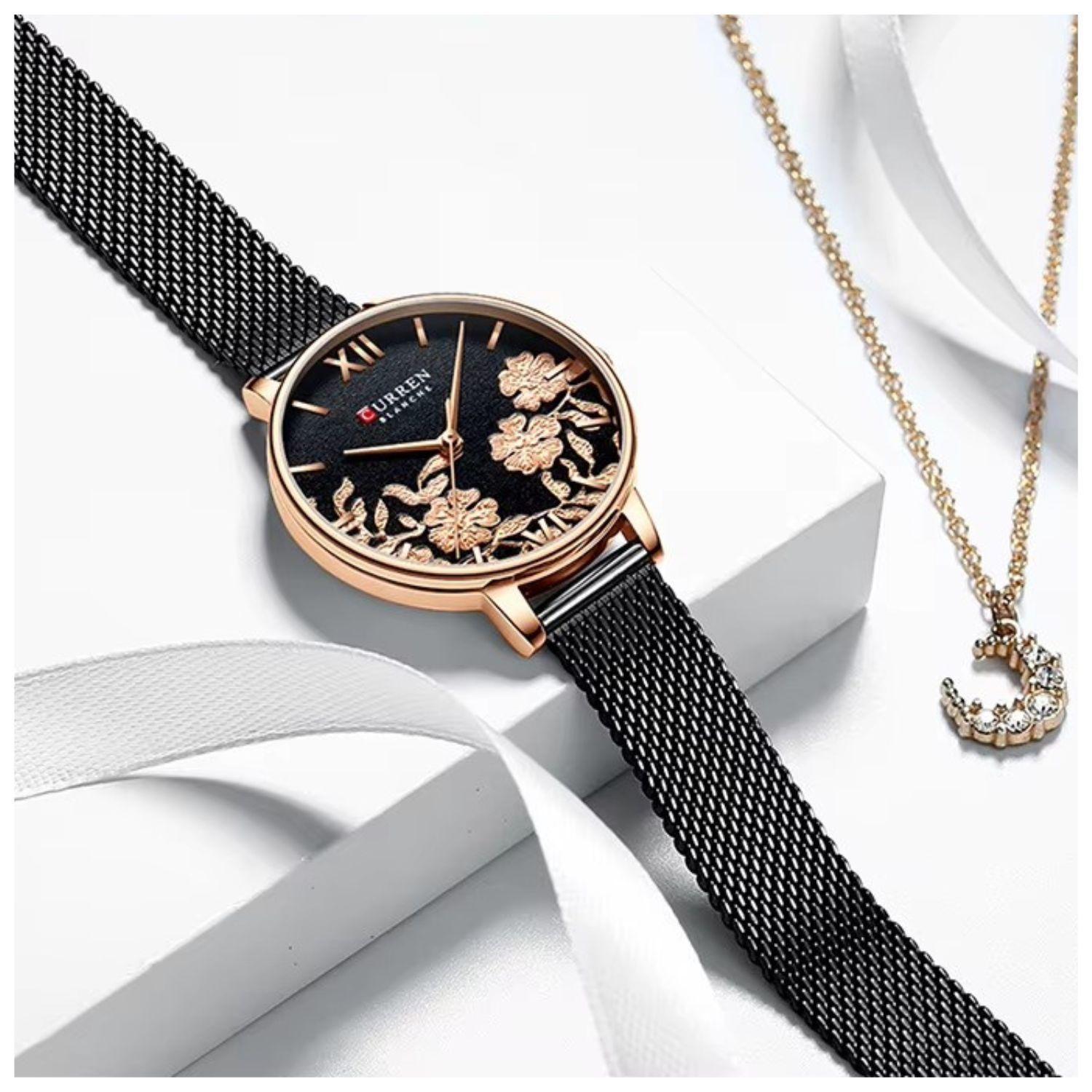 Reloj pulsera cuarzo Curren damas elegante lujo inoxidable-2