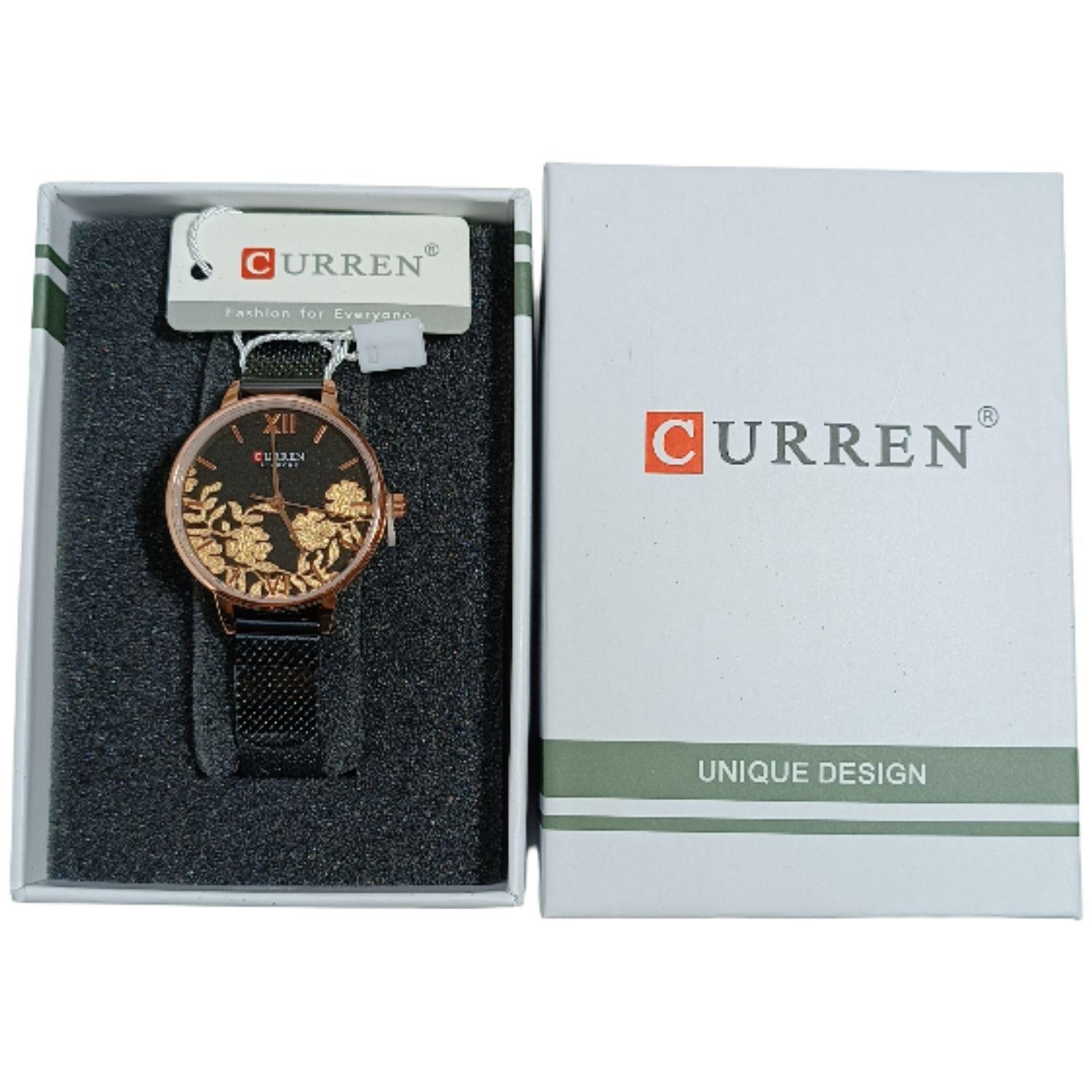 Reloj pulsera cuarzo Curren damas elegante lujo inoxidable-3