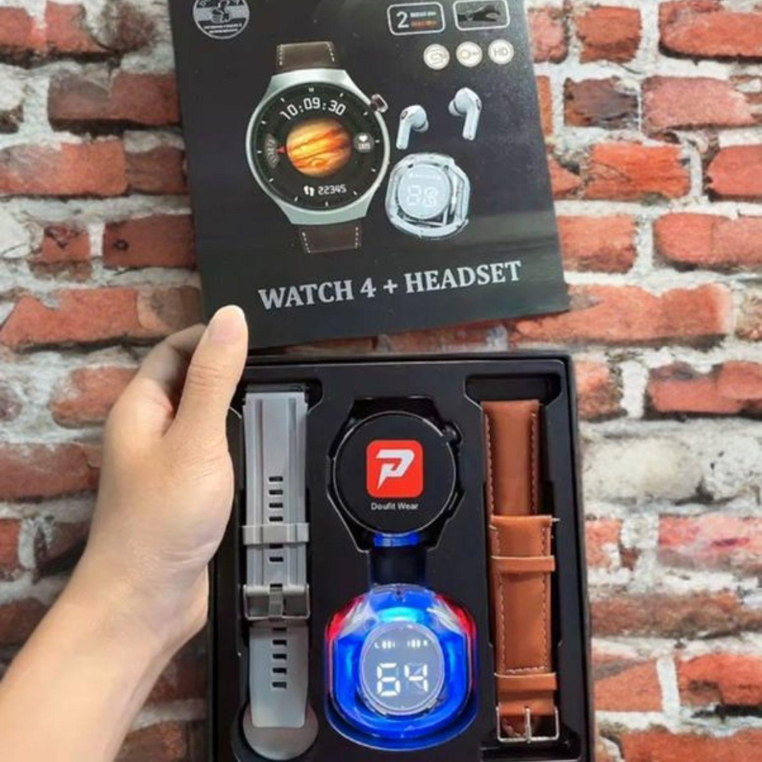 Reloj Smartwatch unisex audífonos + correa de cuero extra-5