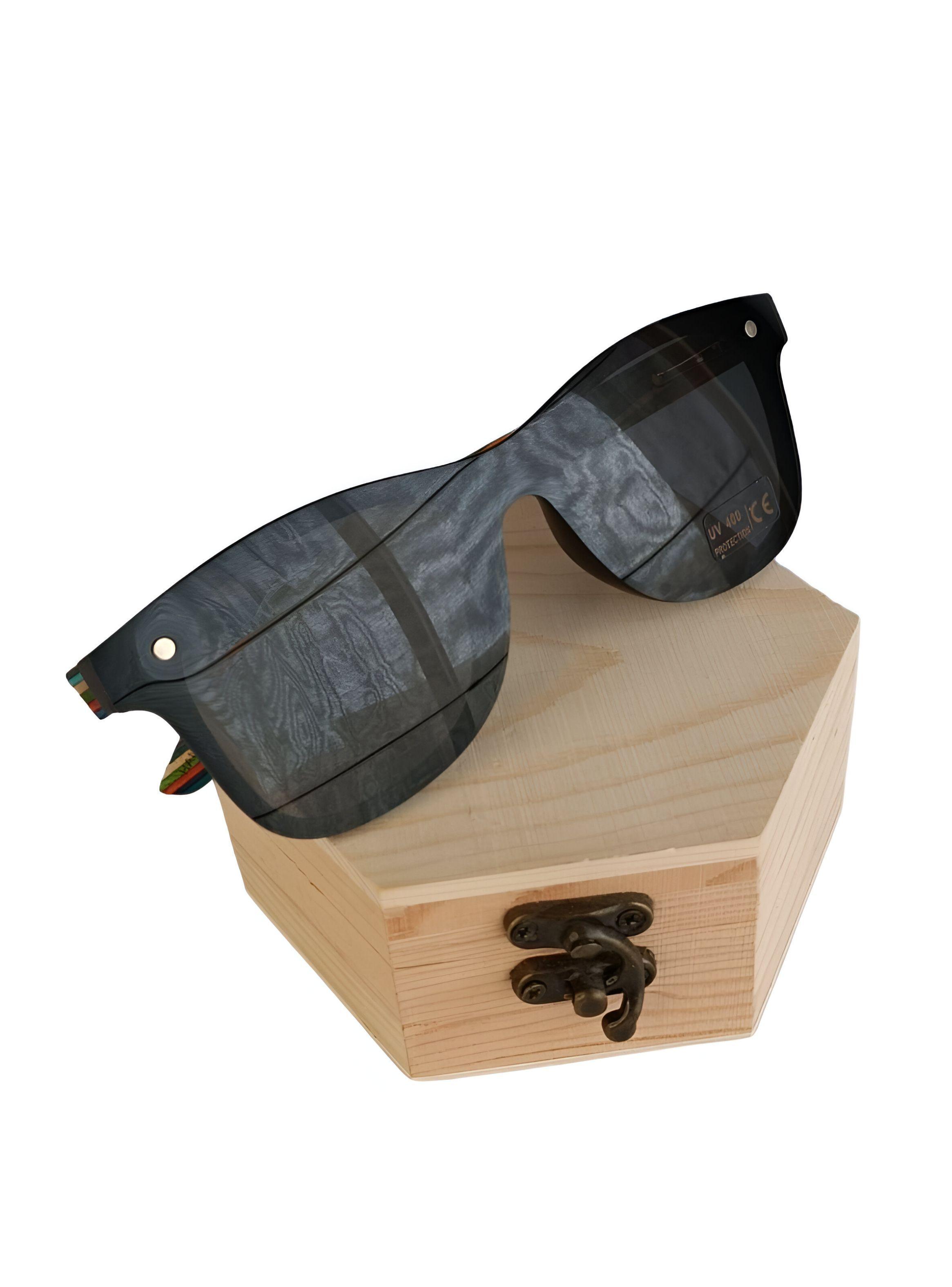 Lentes anteojos de sol gafas hombre mujer madera natural uv-1