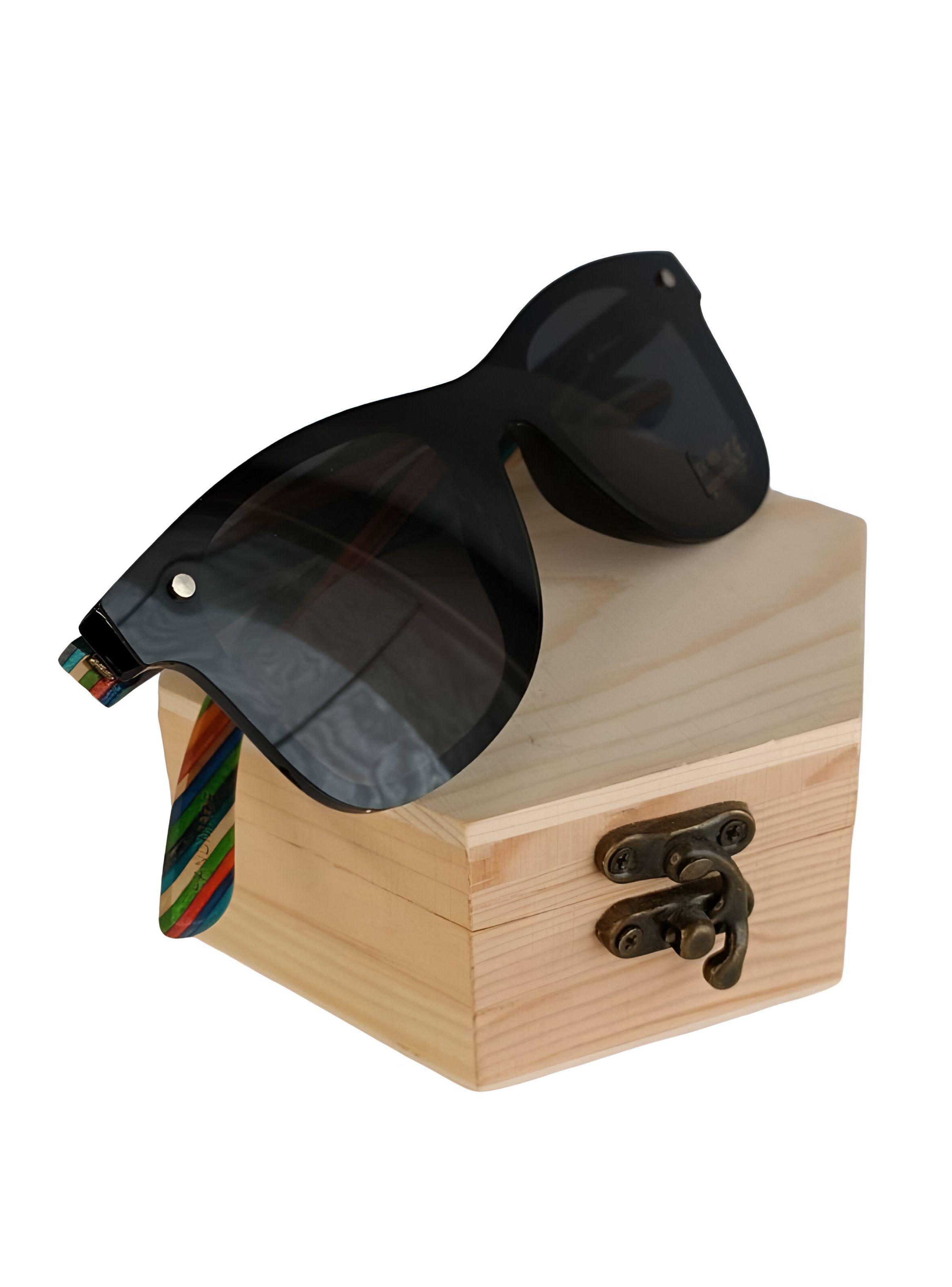 Lentes anteojos de sol gafas hombre mujer madera natural uv-3