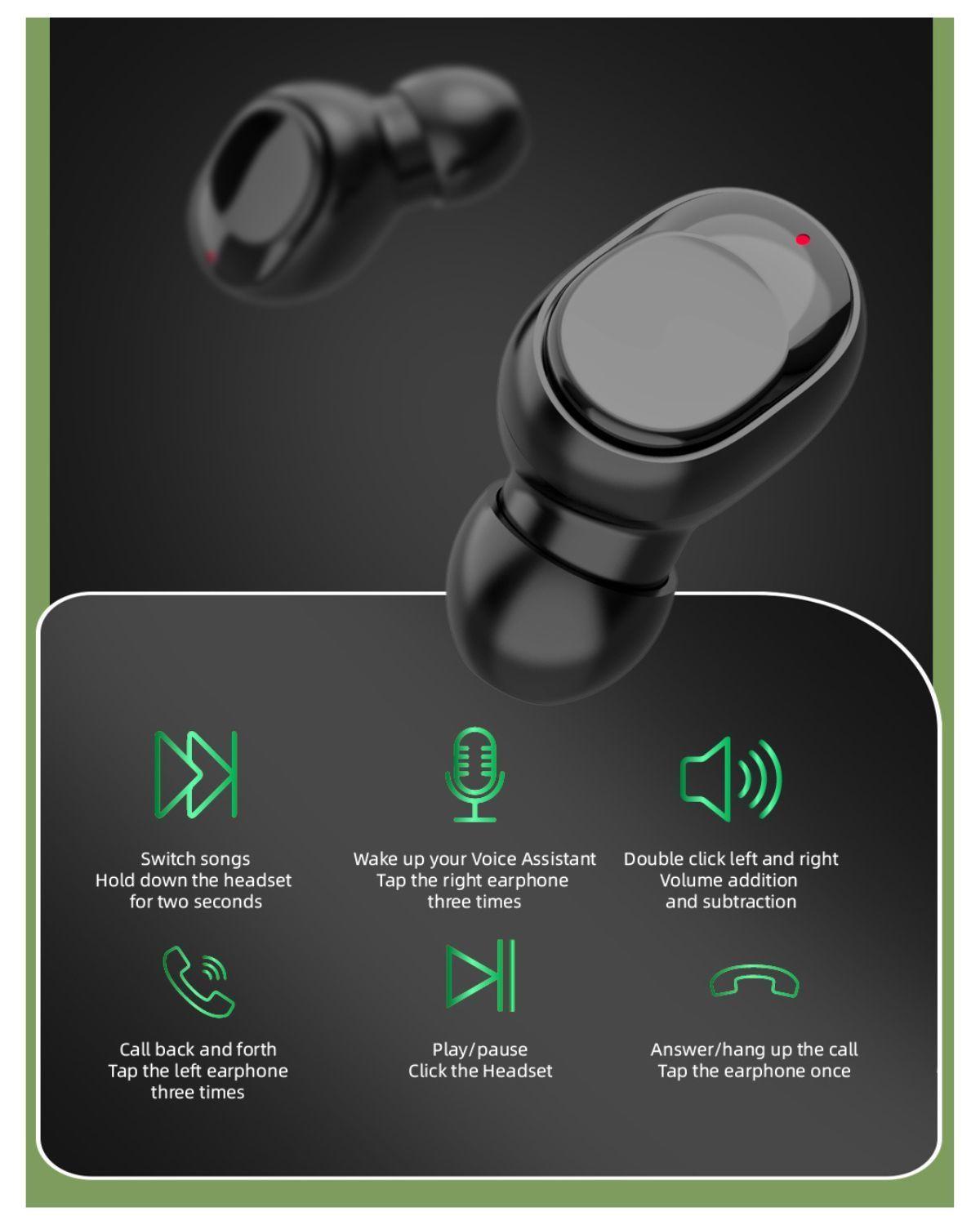 Audífonos auriculares bluetooth 5.3 deportivos cómodo Hifi-3