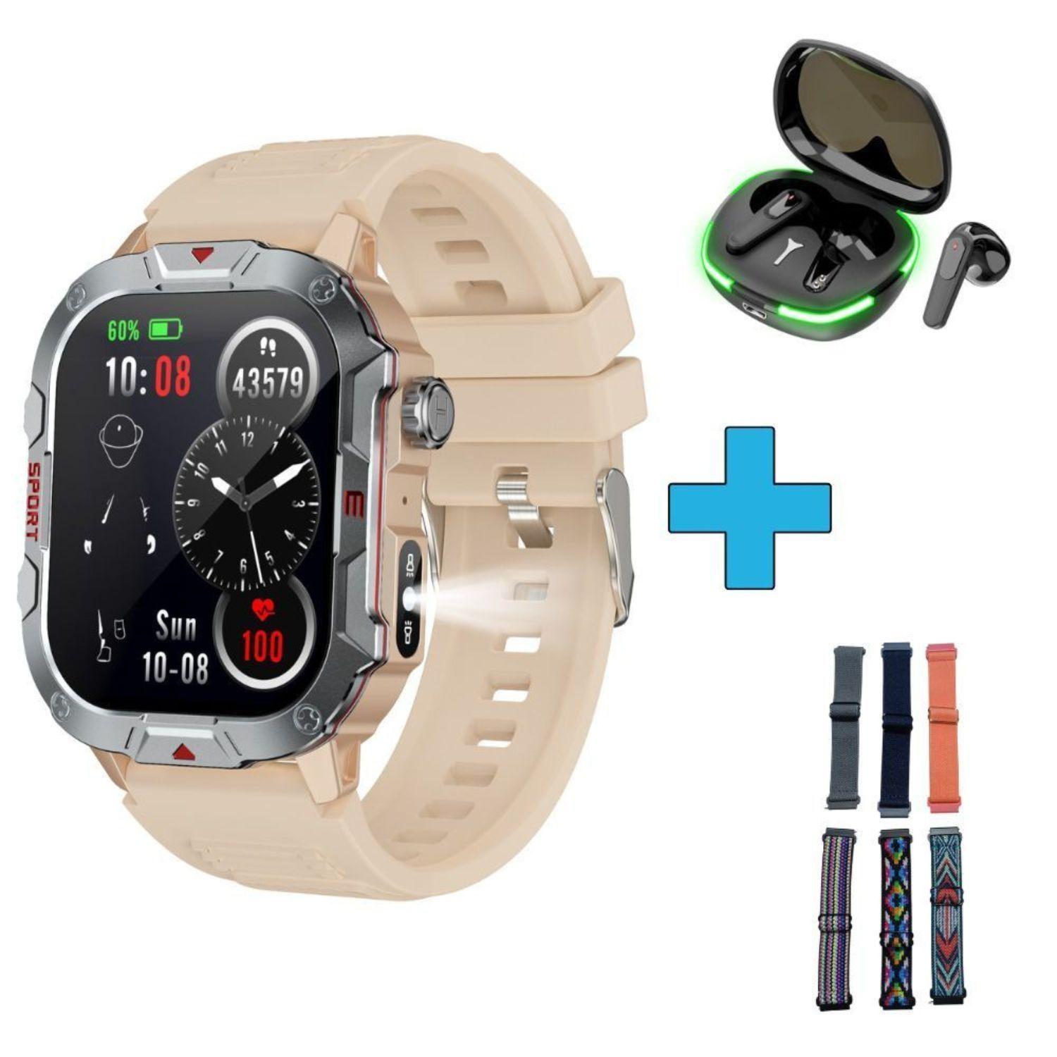 Smartwatch reloj fitness unisex audifonos correa linterna-0