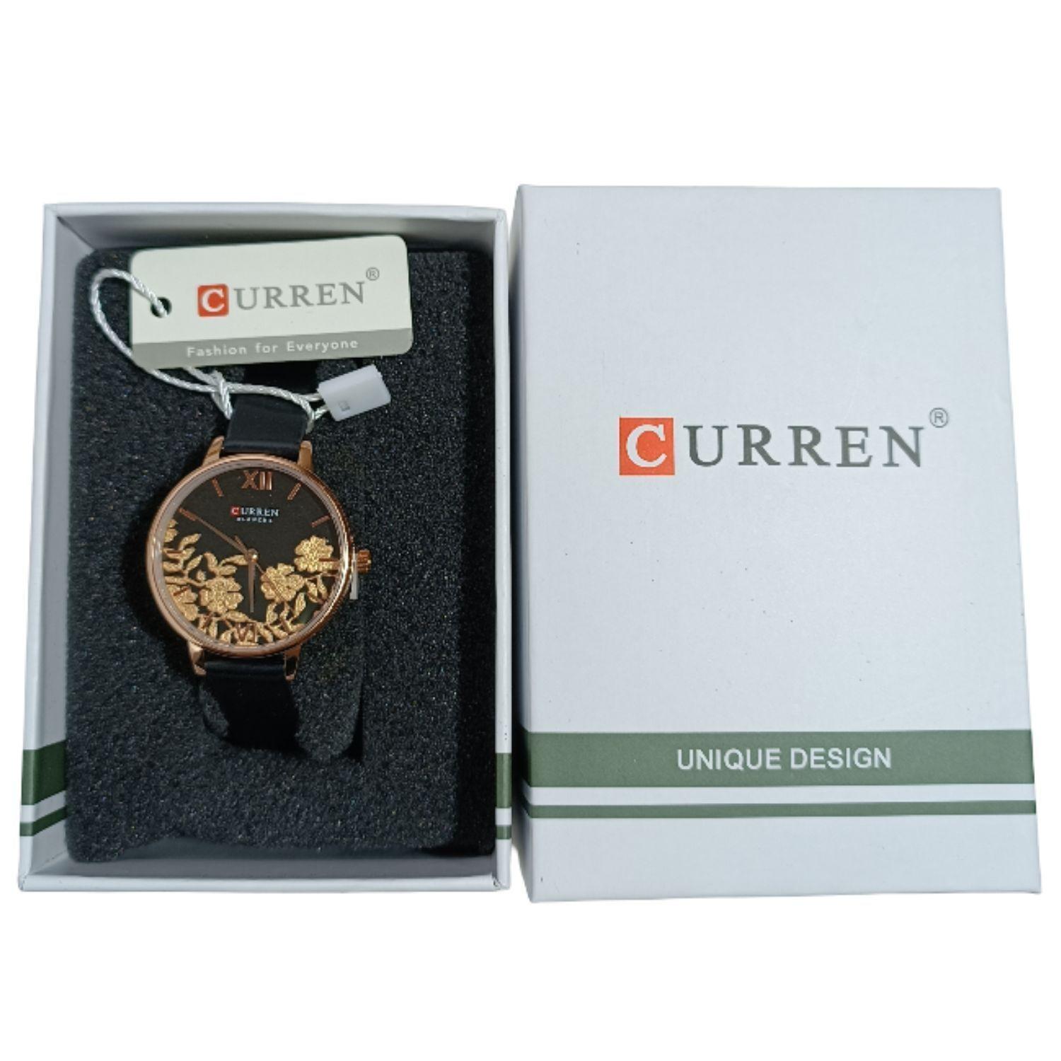 Reloj pulsera cuero cuarzo Curren damas moda elegante lujo-3