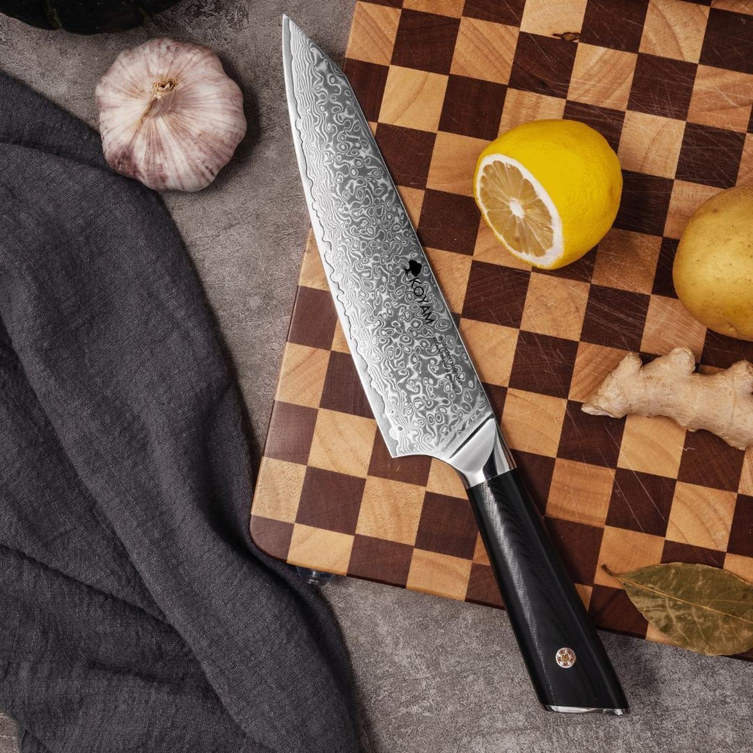 Cuchillo Chef 20cm Acero Damasco 67 Capas Mango G10 c/ Funda-3