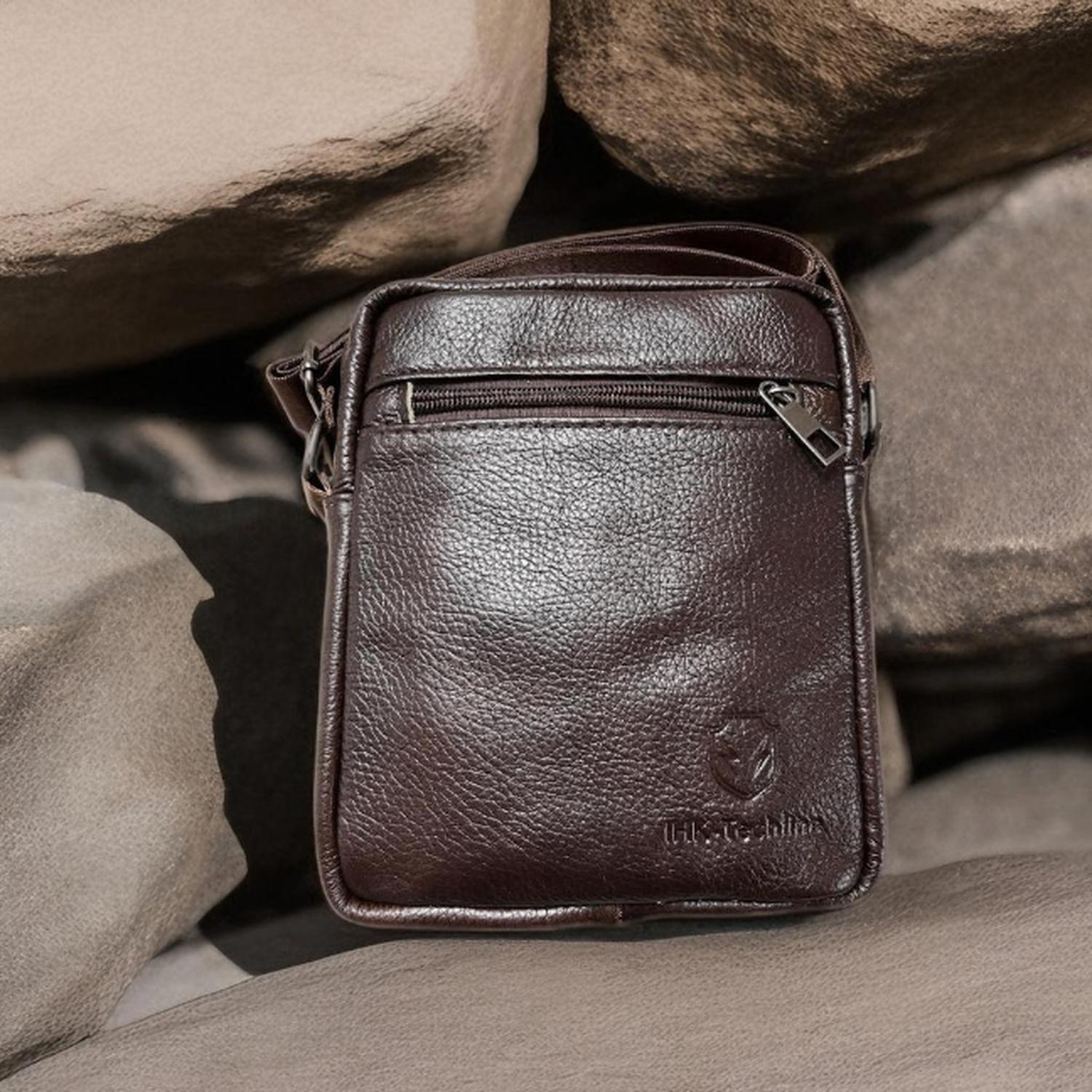 Ihk-techline Bolso Bandolera De Cuero Natural Tipo Mensajero-3