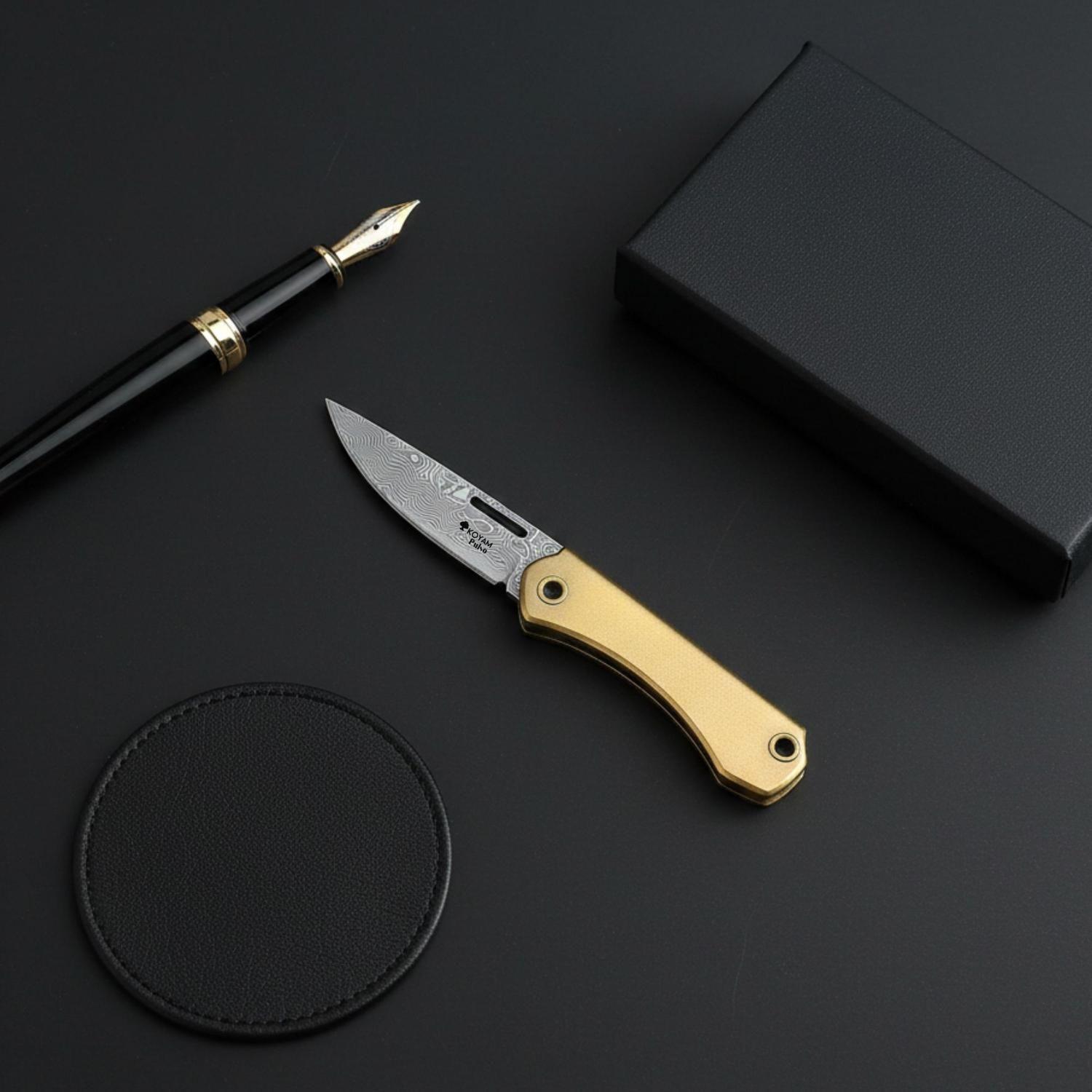 Mini Cuchillo de Escritorio y Colección en Acero de Damasco Koyam-2
