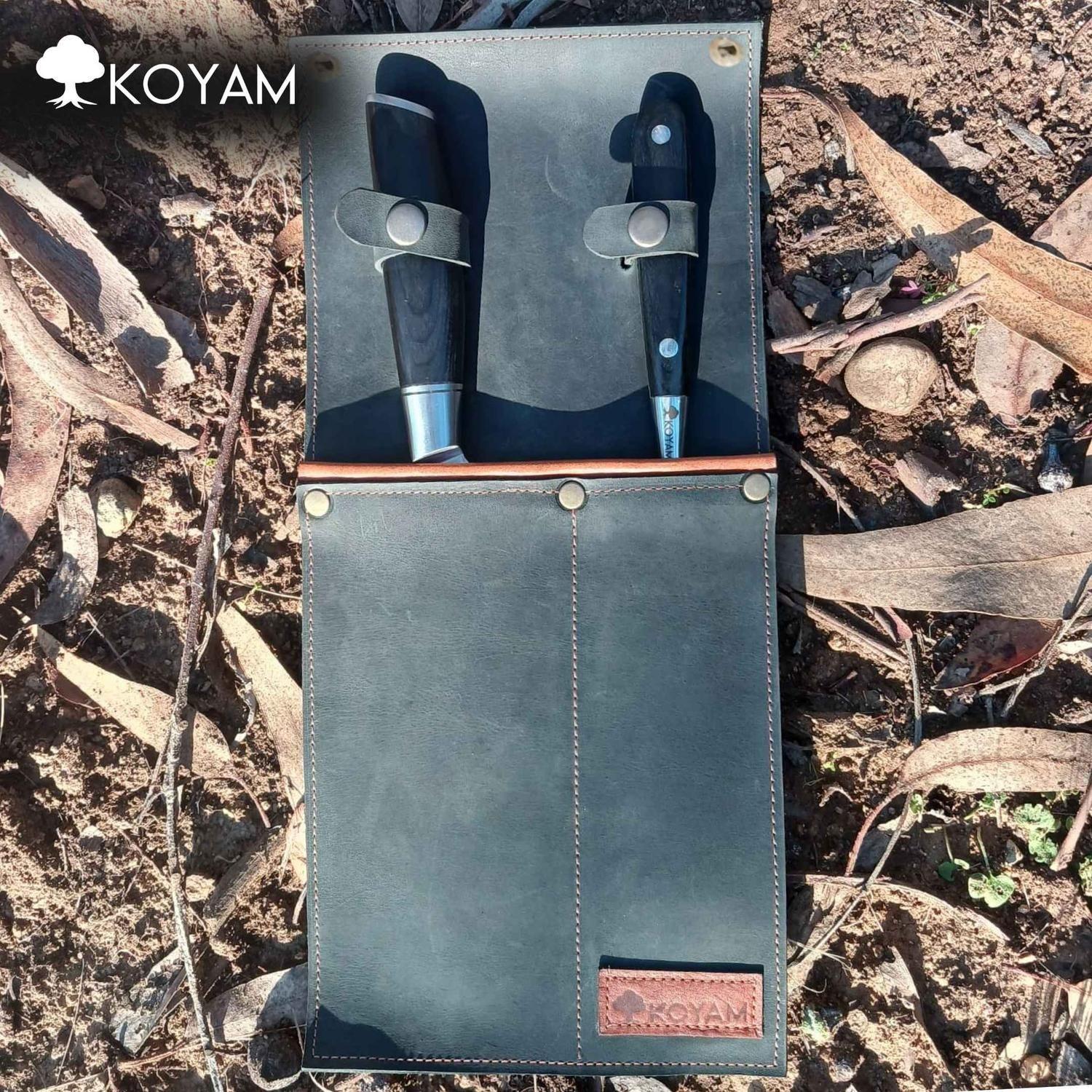 KOYAM - Funda Cuero + Cuchillo Chef + Tenedor. Kit Premium-4
