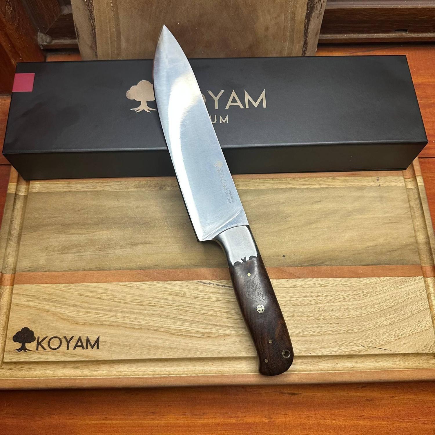Cuchillo Chef 32cm Café Acero 12C27 Hecho a Mano c/ Funda-3