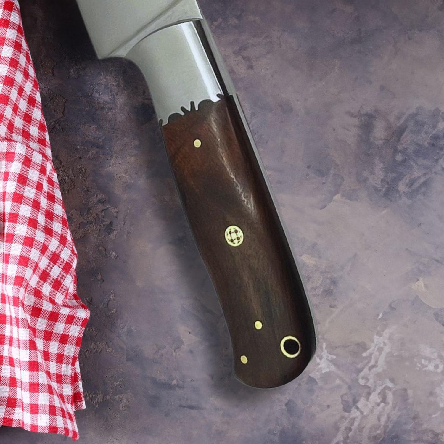Cuchillo Chef 32cm Café Acero 12C27 Hecho a Mano c/ Funda-5