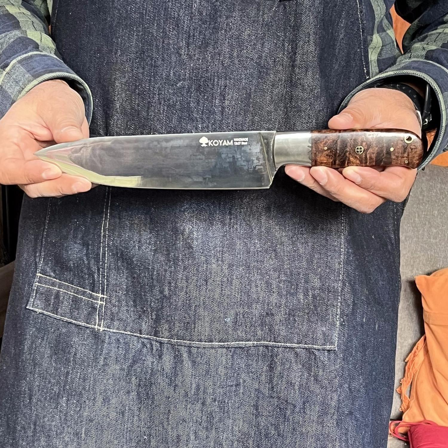 Cuchillo Chef 32cm Café Acero 12C27 Hecho a Mano c/ Funda-6