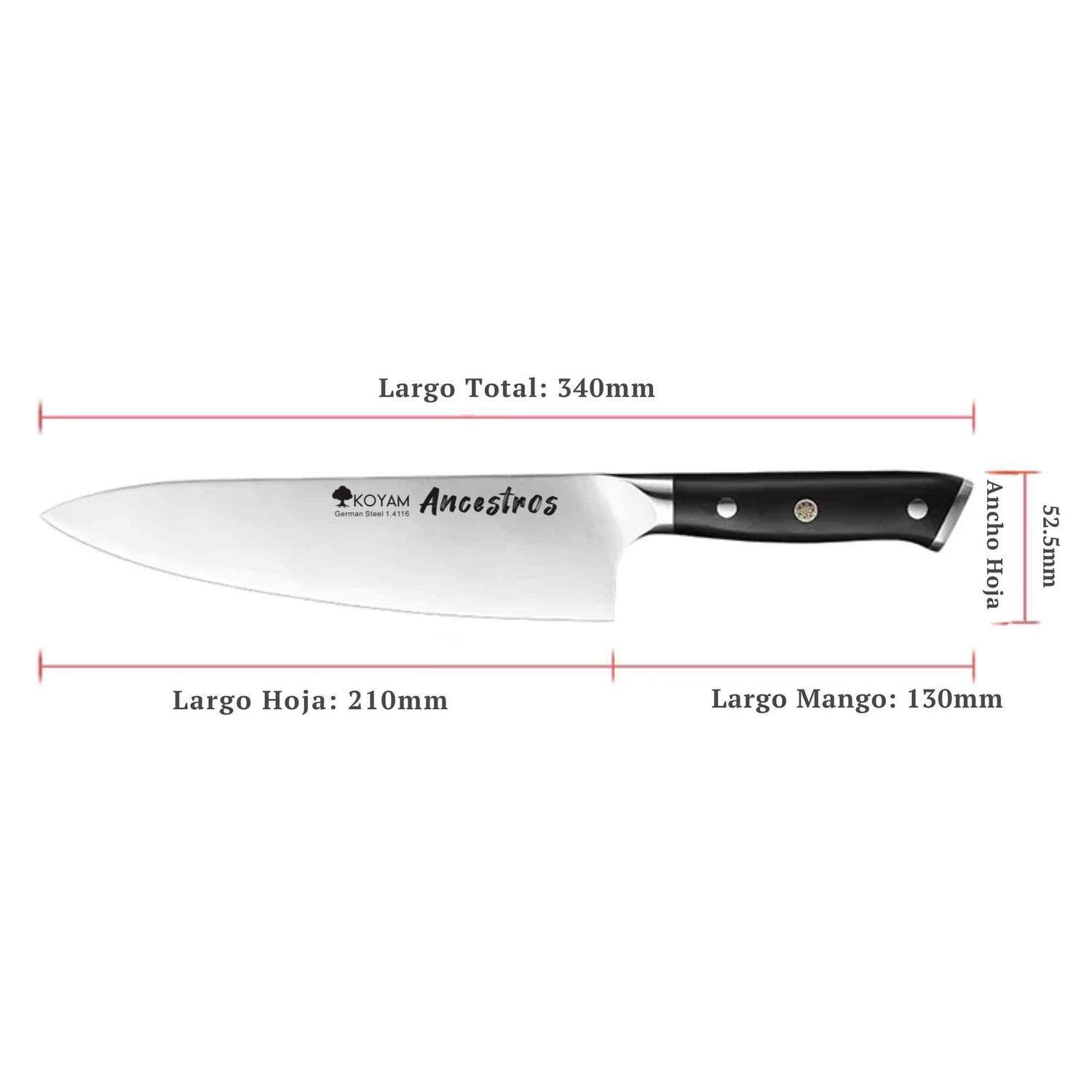 Cuchillo Chef Ancestros 21cm Acero Alemán premium Mango G10-2