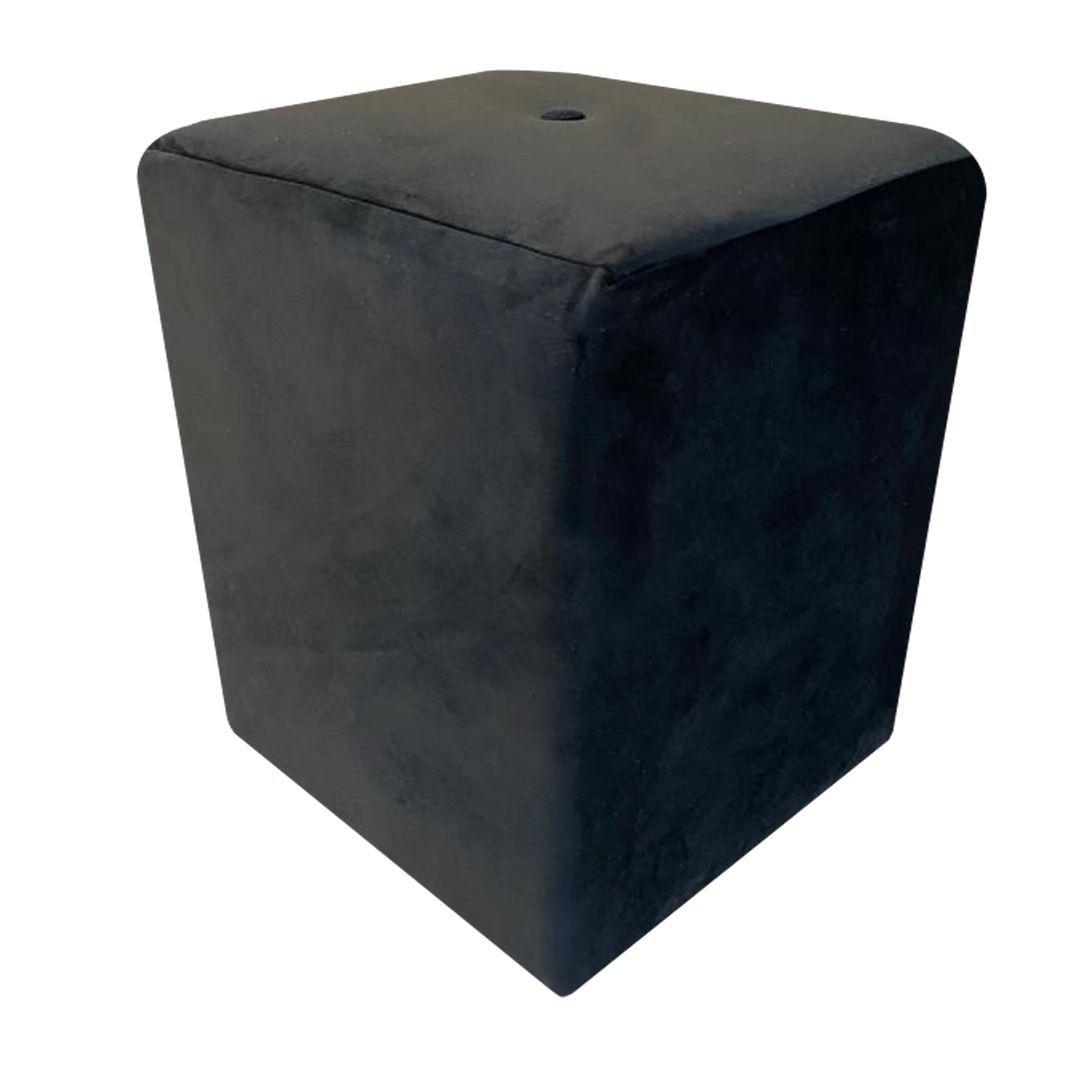 Pouf HVM Cuadrado Negro Felpa-3