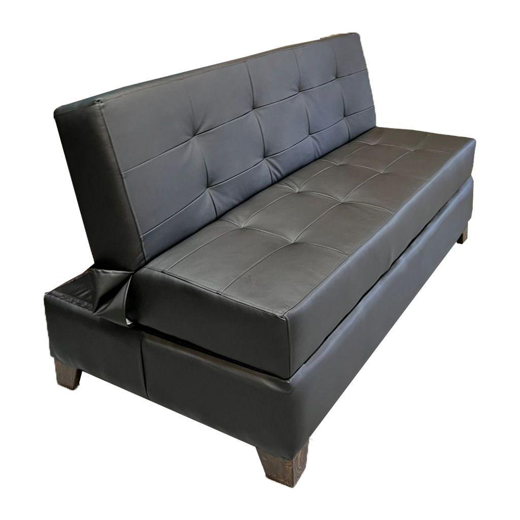 Futon Cama Baul Patagonia 15P Negro Cuero PU Pmadera-2