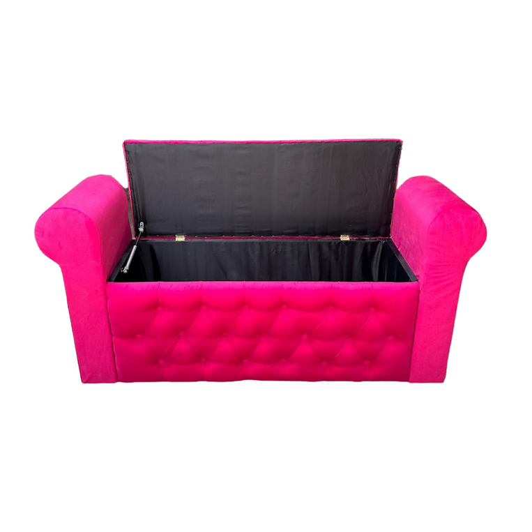 Banqueta Baul Capitone fucsia felpa-2