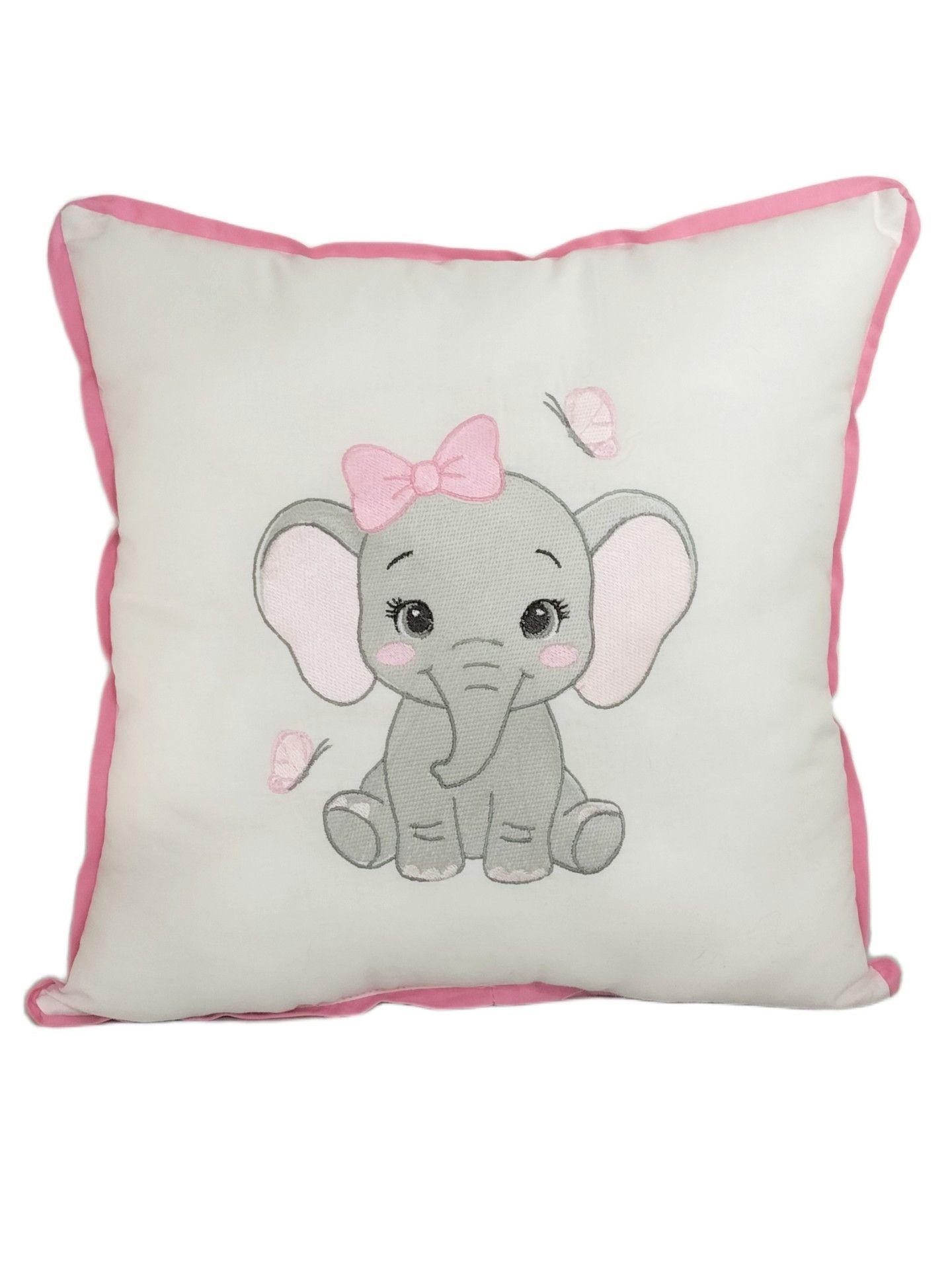 Cojin Bebe Bordado Hipoalergenico 30x30 Elefante Mariposa2-0