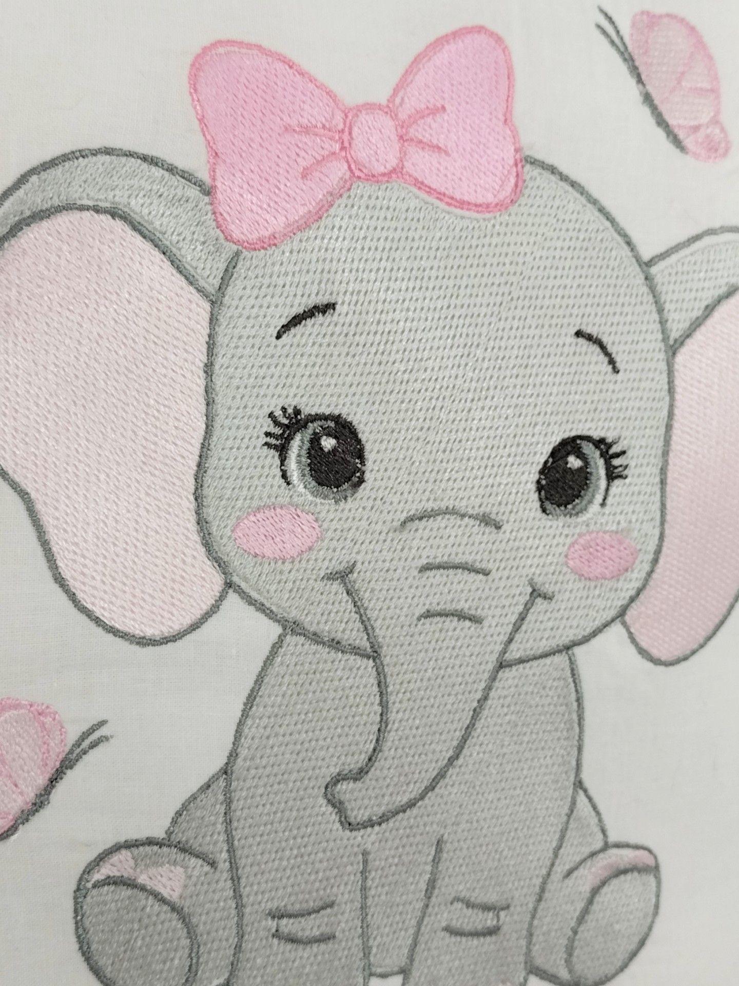 Cojin Bebe Bordado Hipoalergenico 30x30 Elefante Mariposa2-1