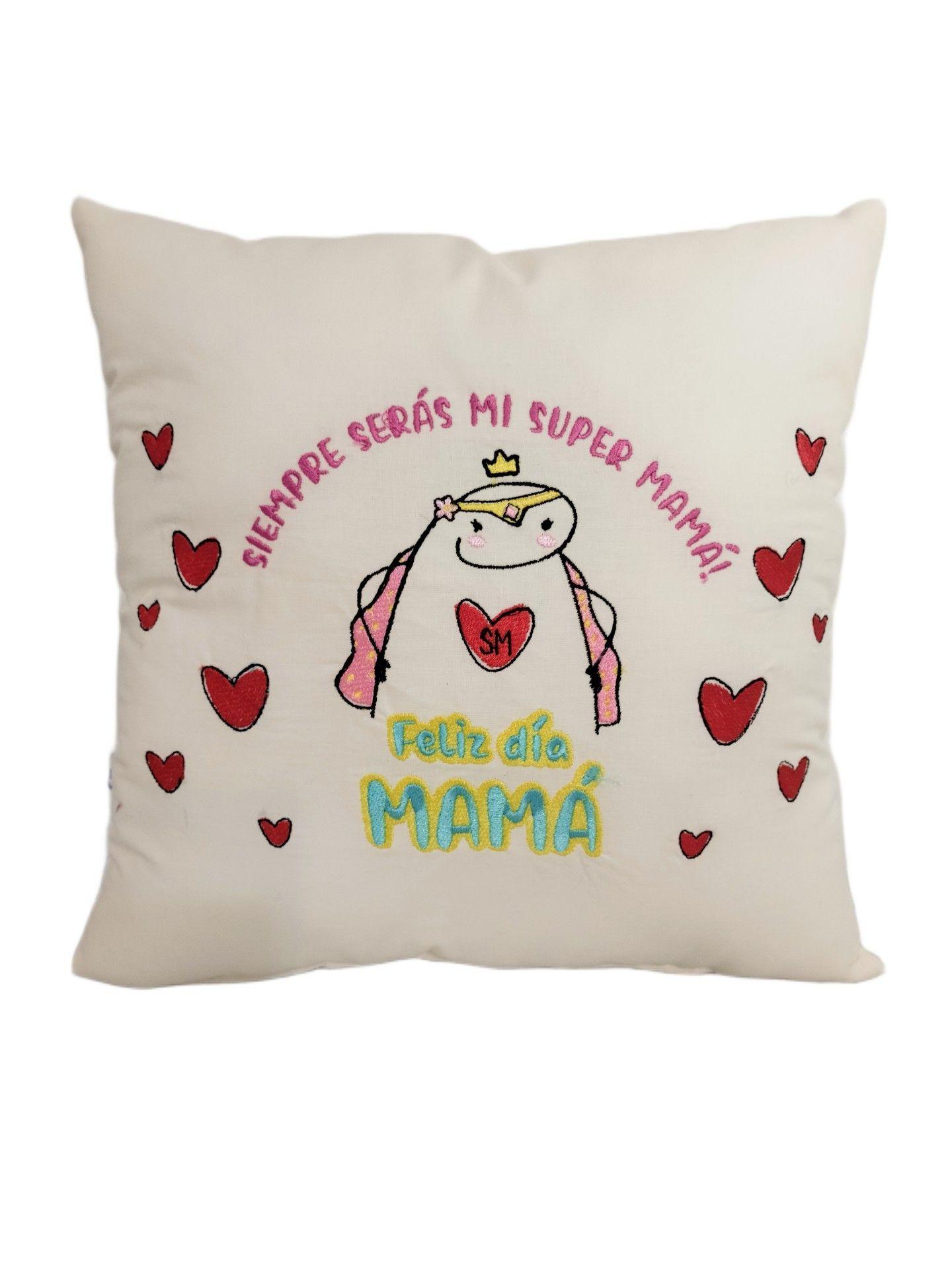 Regalo Dia de la Madre Cojin Bordado Super Mama ver a la vuelta-1