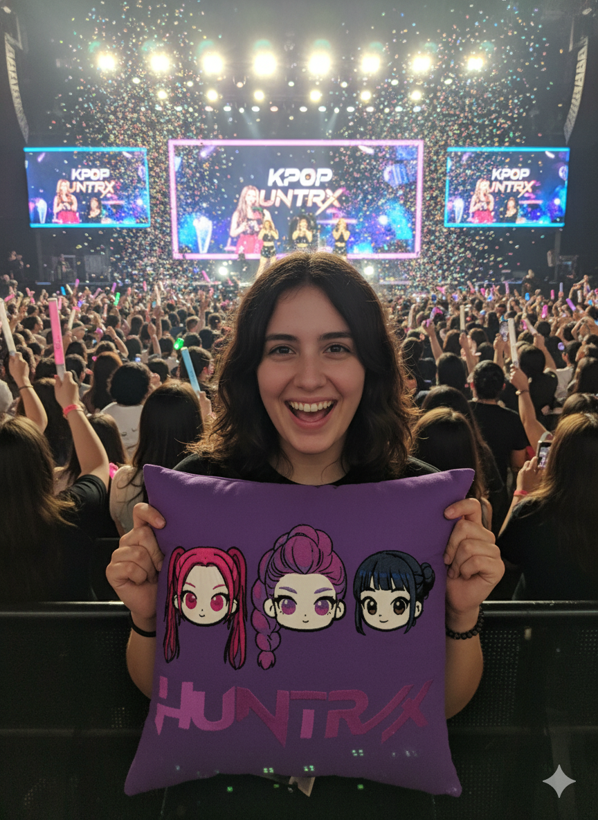 Cojin Bordado Guerreras Kpop Trio Huntrix Rumi Mira Y Zoey-2