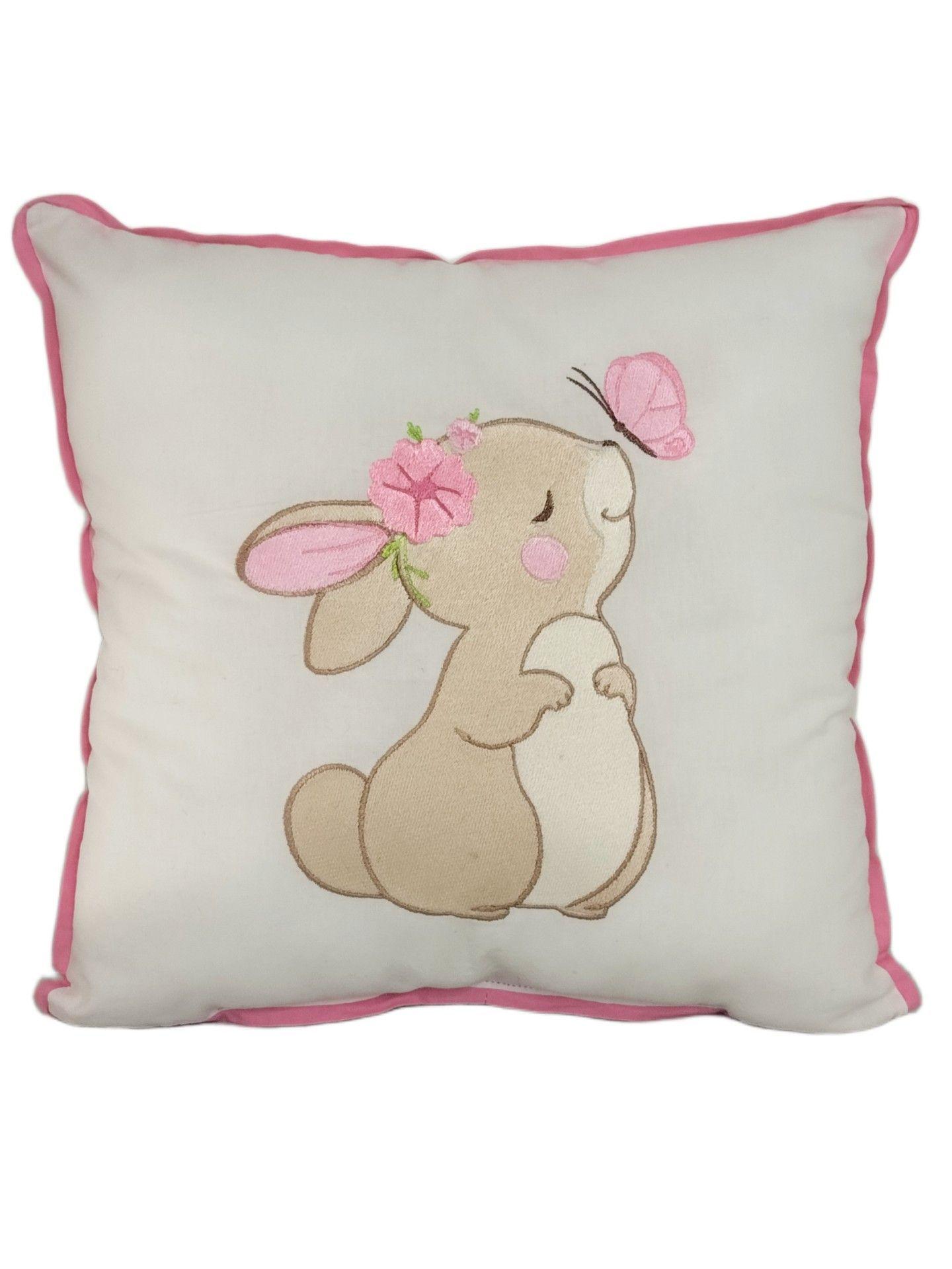 Cojin Bebe Bordado Hipoalergenico 30x30 Conejita Mariposa-0