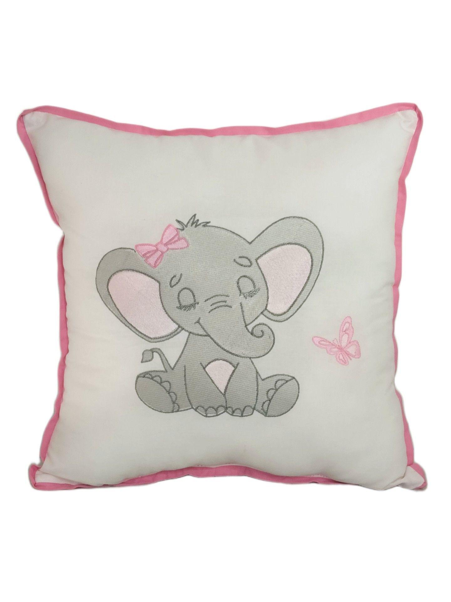 Cojin Bebe Bordado Hipoalergenico 30x30 Elefante Mariposa1-0