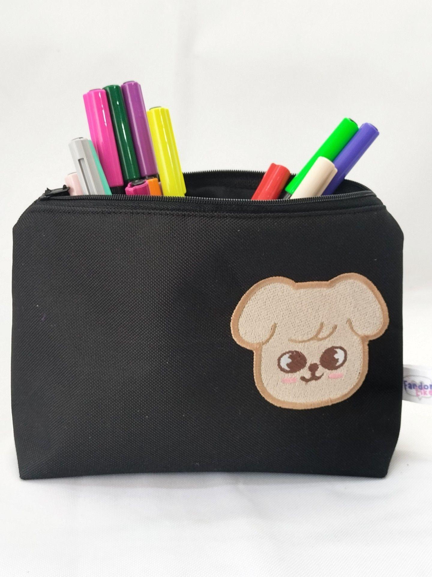 Estuche Bordado Stray Kids zoo PuppyM Negro K-Pop-2