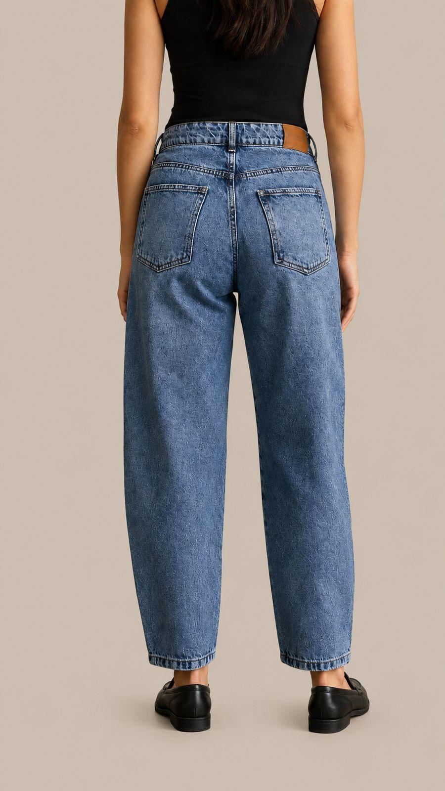 Jeans Barrel tiro alto azul MOMCHIC MOMCHIC-2