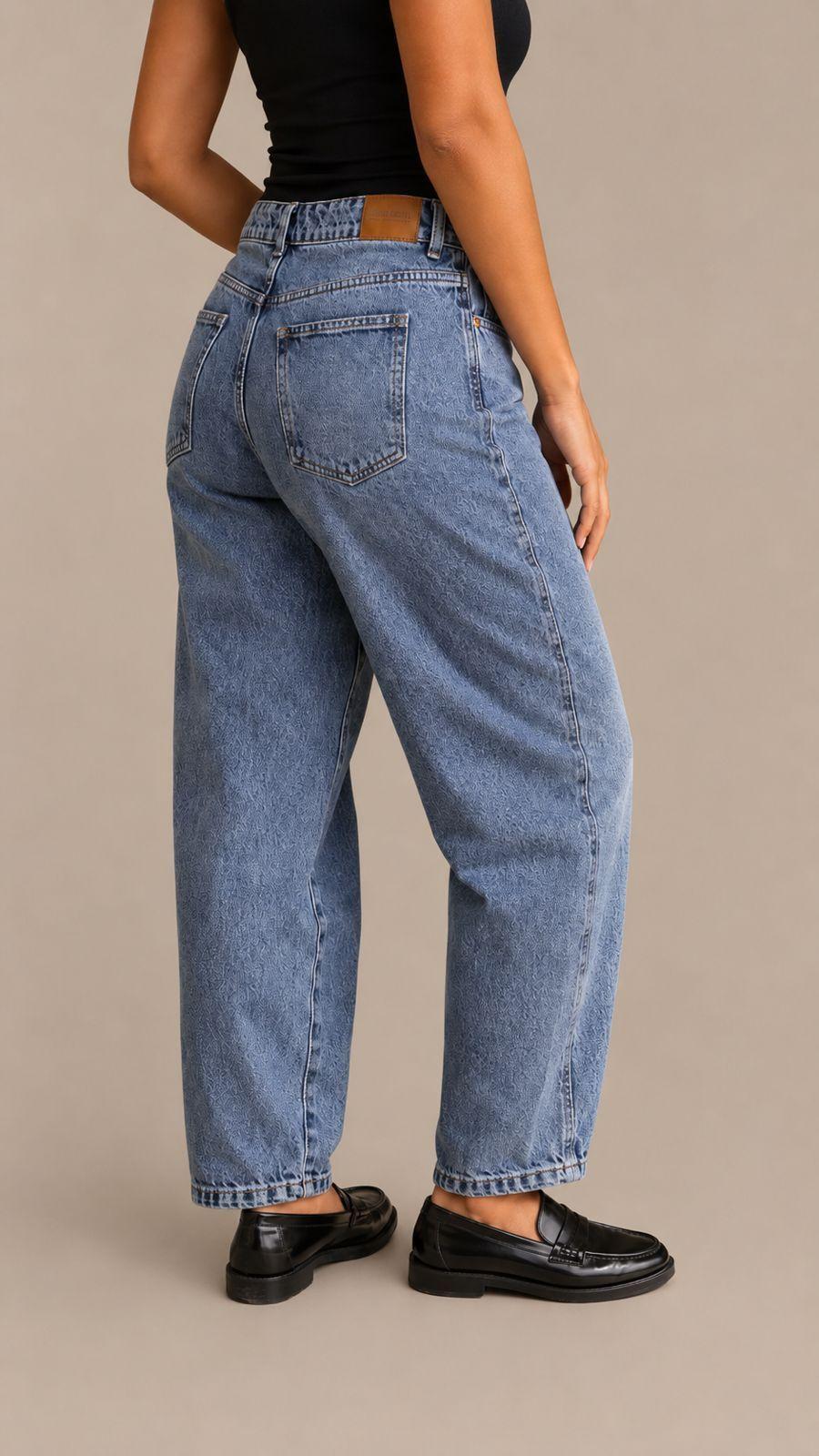 Jeans Barrel tiro alto azul MOMCHIC MOMCHIC-3