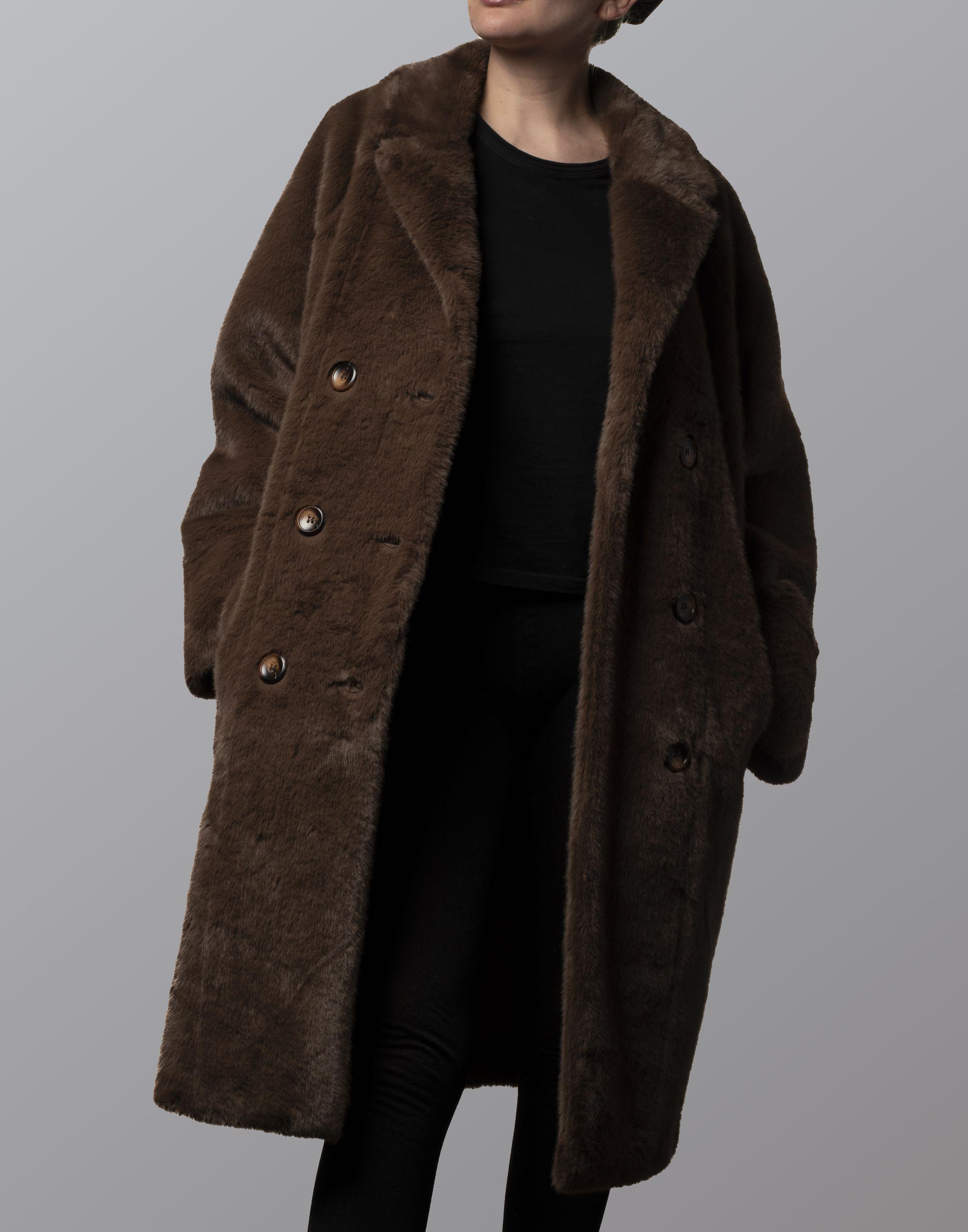 Abrigo oversize piel sintética café-0