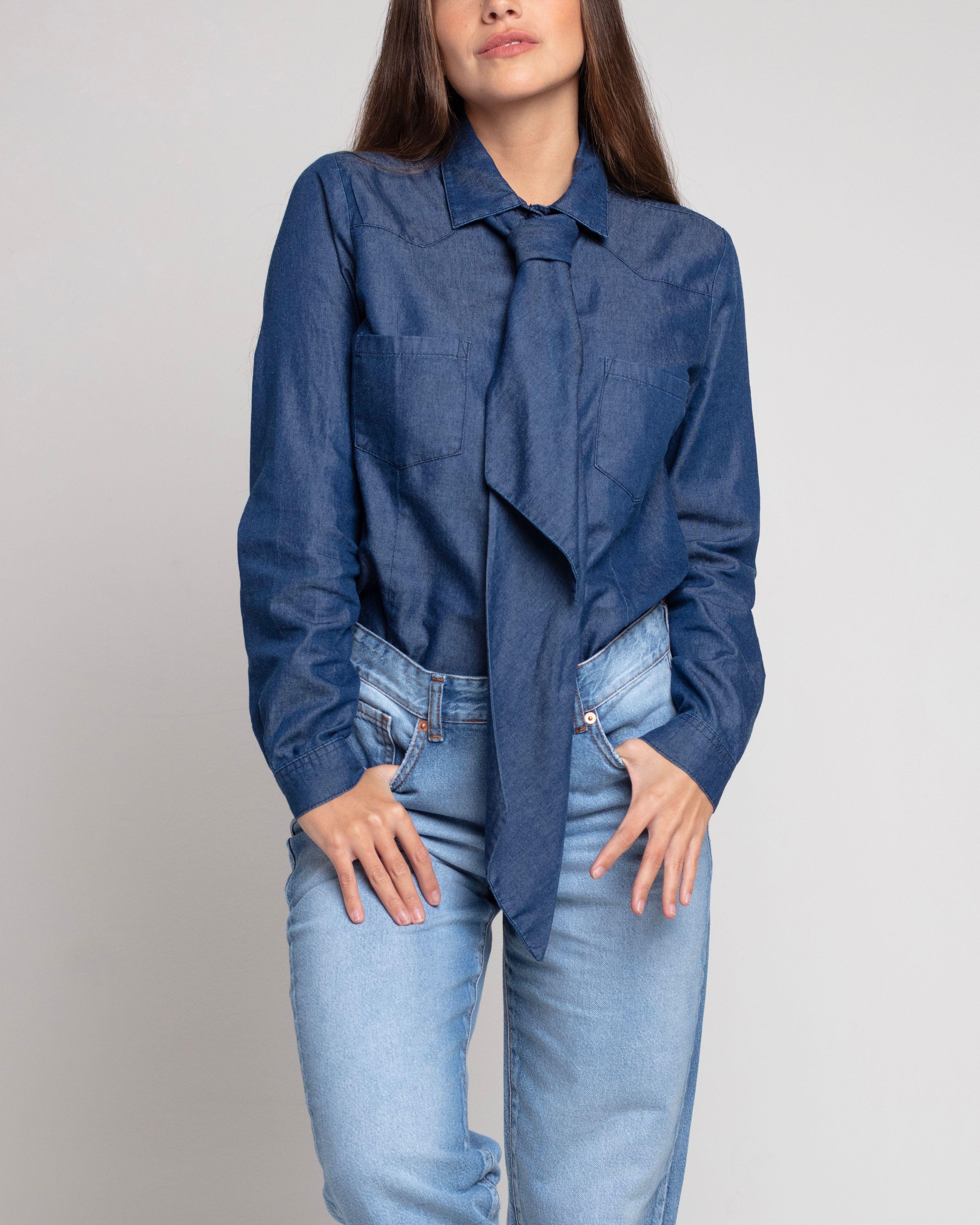Blusa Denim Corbatin-0