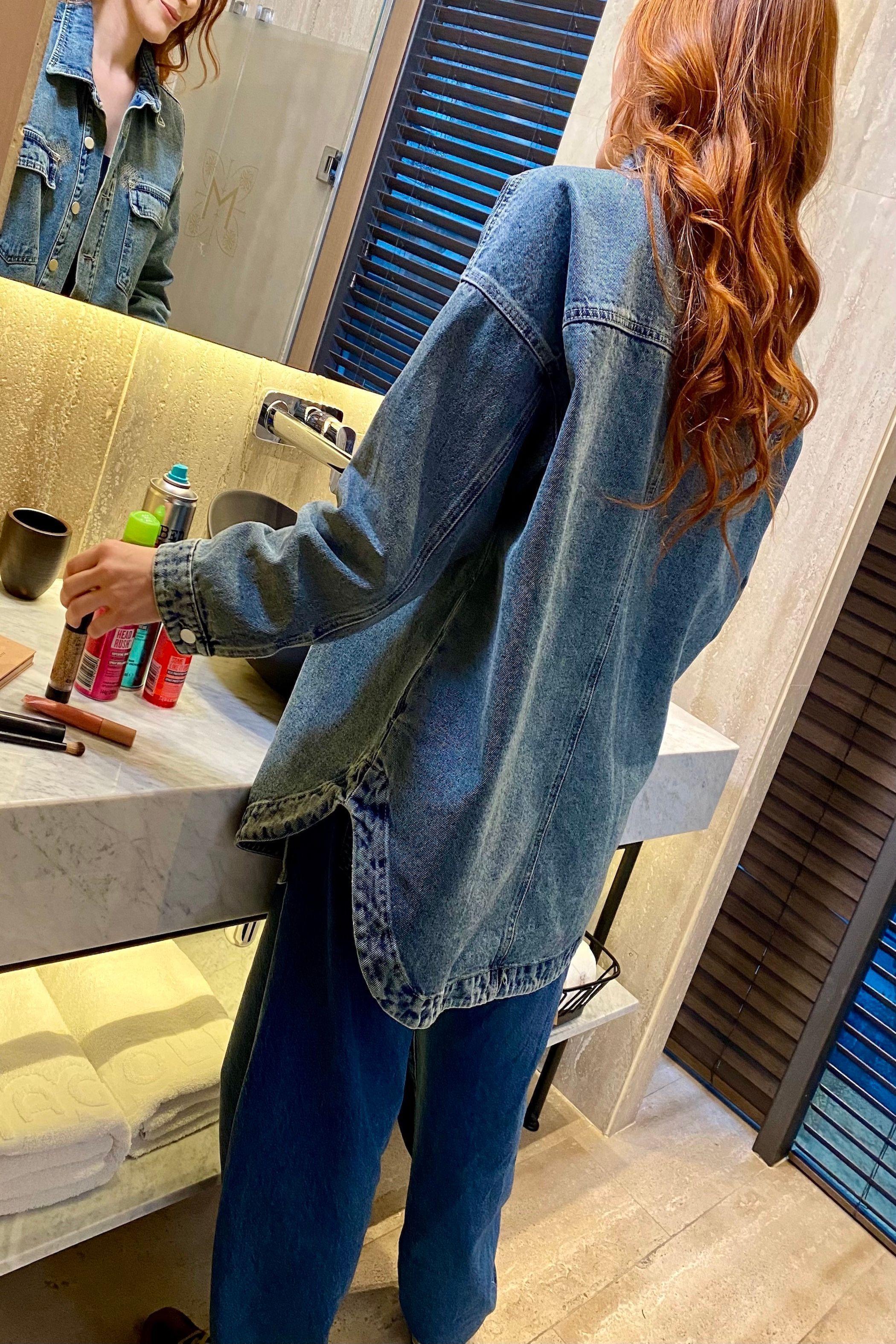 Sobrecamisa Denim oversize azul desgaste amarillo-0