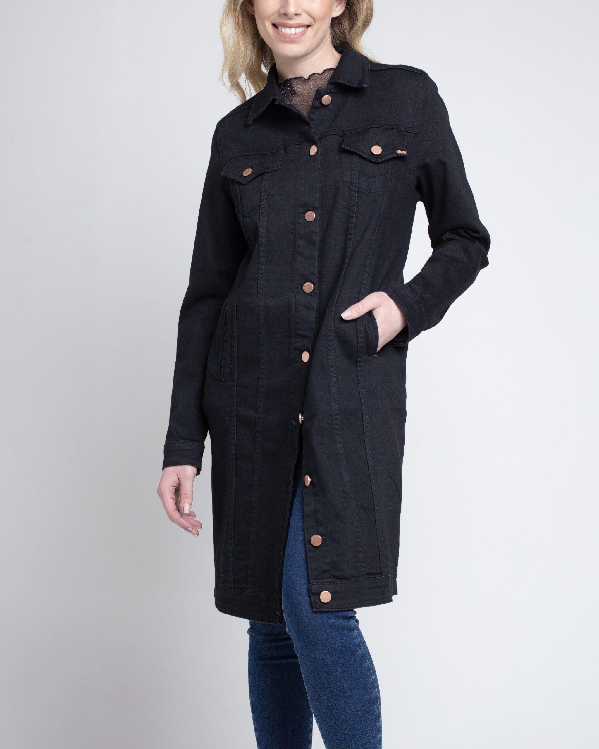 Chaqueta extra larga Negra-1