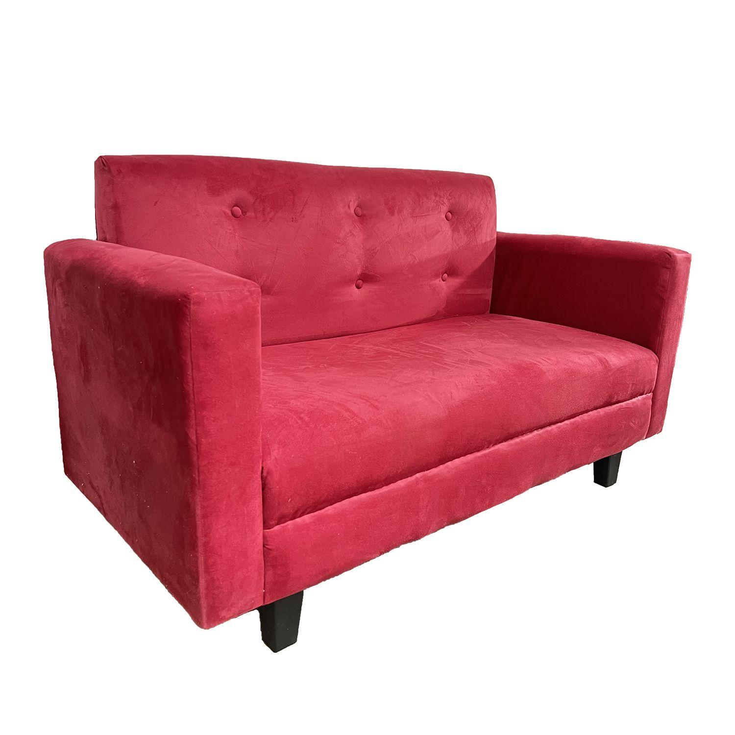 Sofa Ruan 2 Cuerpos Felpa Rojo-2